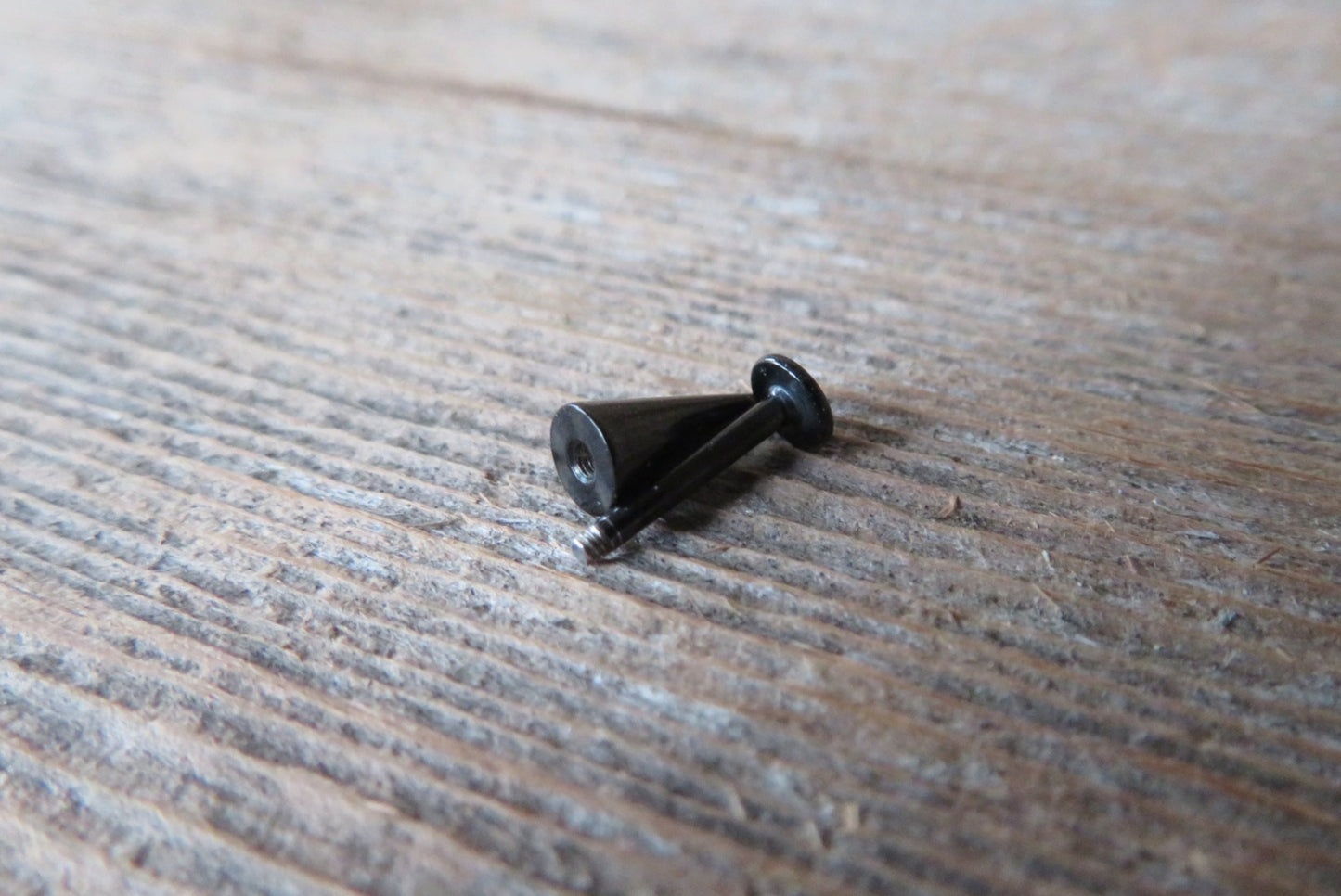 Petite Spike Black Titanium IP 16G Flat Back Labret