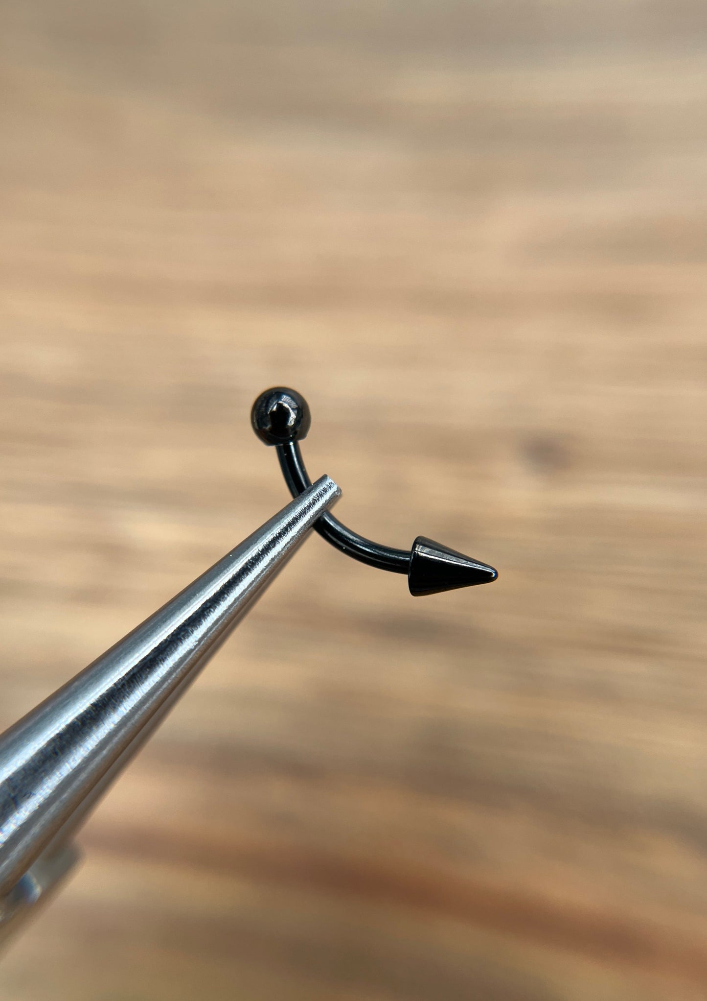 Black Titanium Ion Plated Pick Your Spike Length 16G Curved Barbell