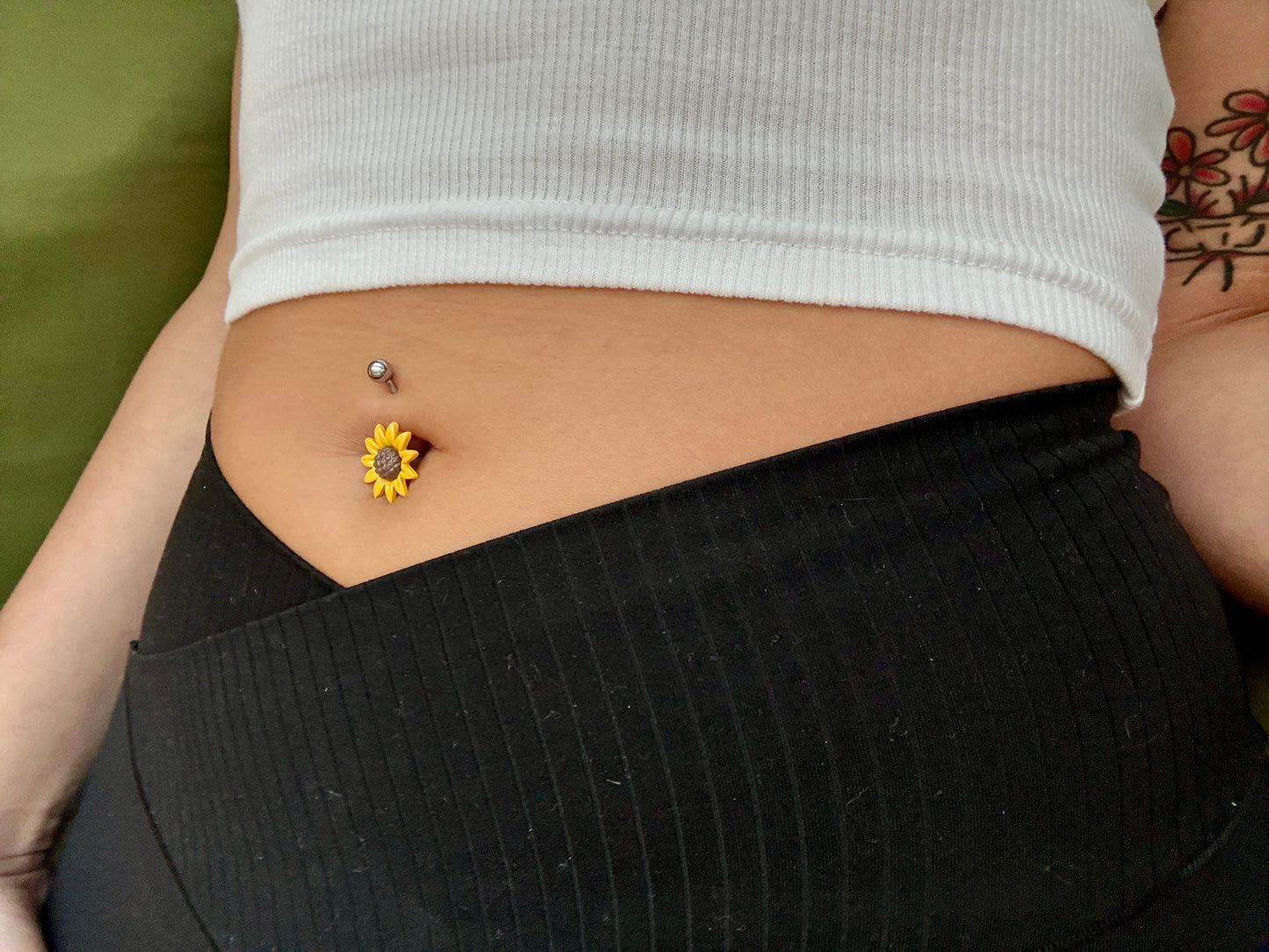 Sunflower Enameled Stainless Steel Boho Belly Ring