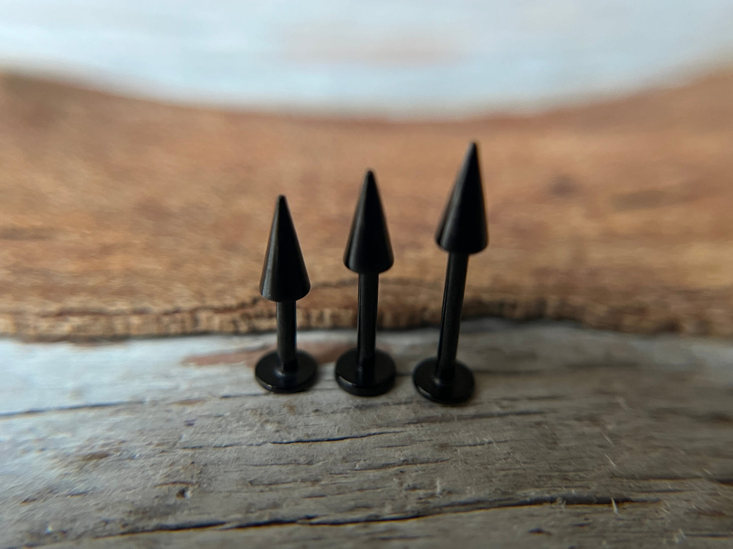 Petite Spike Black Titanium IP 16G Flat Back Labret