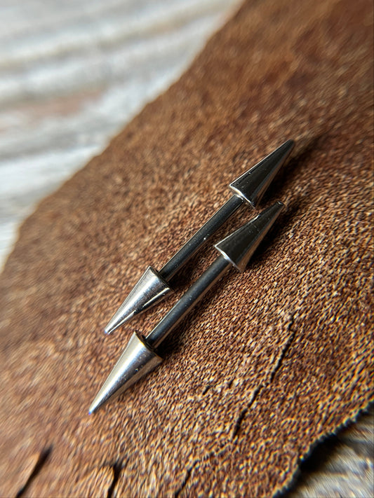 Pair of Long Spikes 316L Surgical Steel 14G Nipple Piercing Barbells