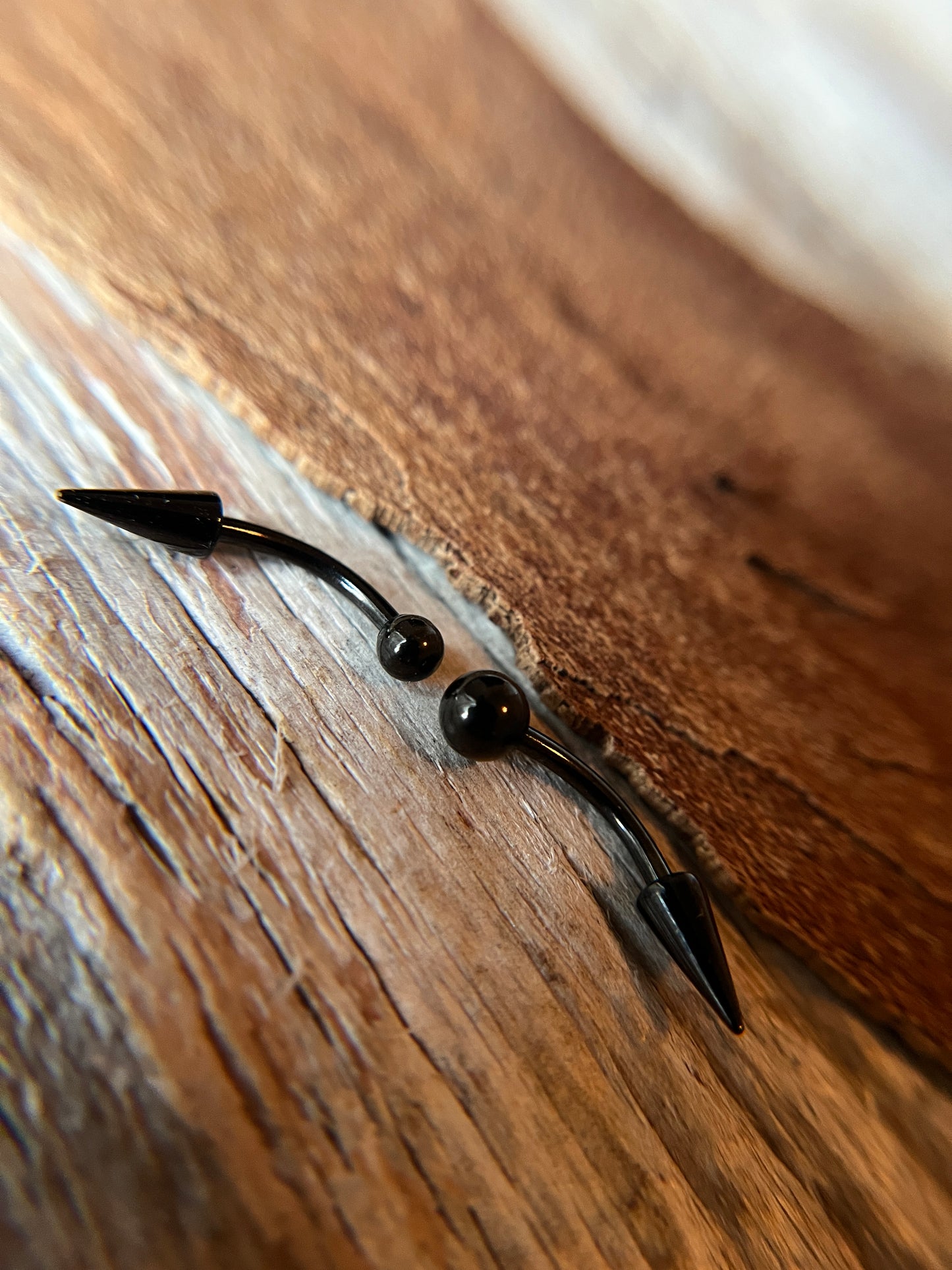 Black Titanium Ion Plated Petite Spike 16G Curved Barbell