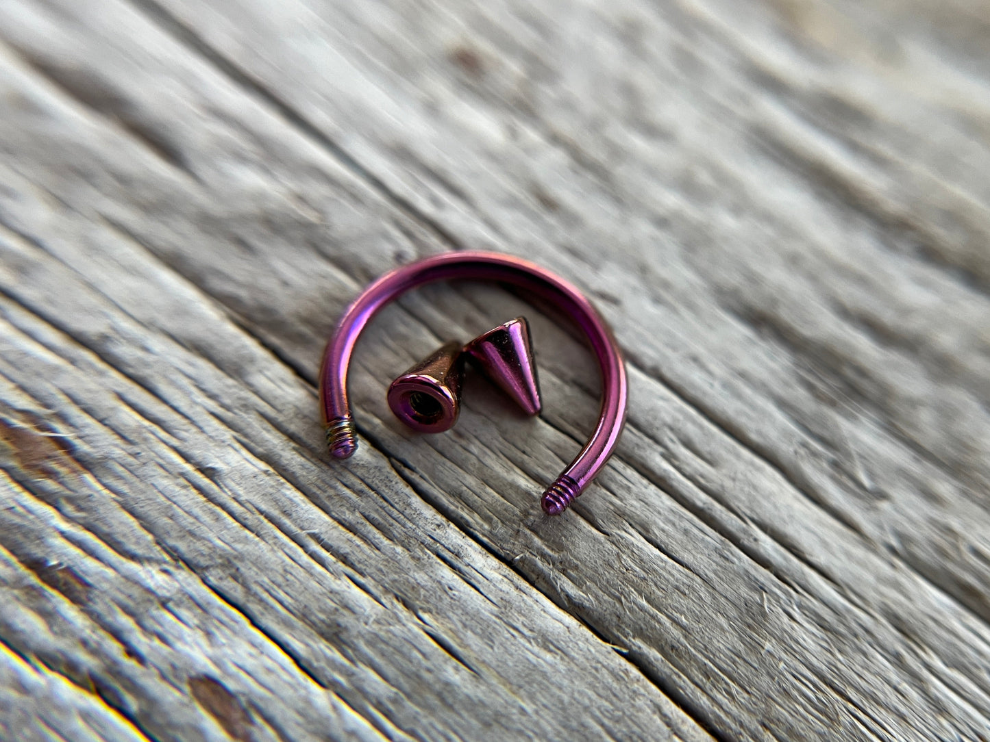 Purple Titanium Plated Pick Your Spike Length 16G Horseshoe Ring