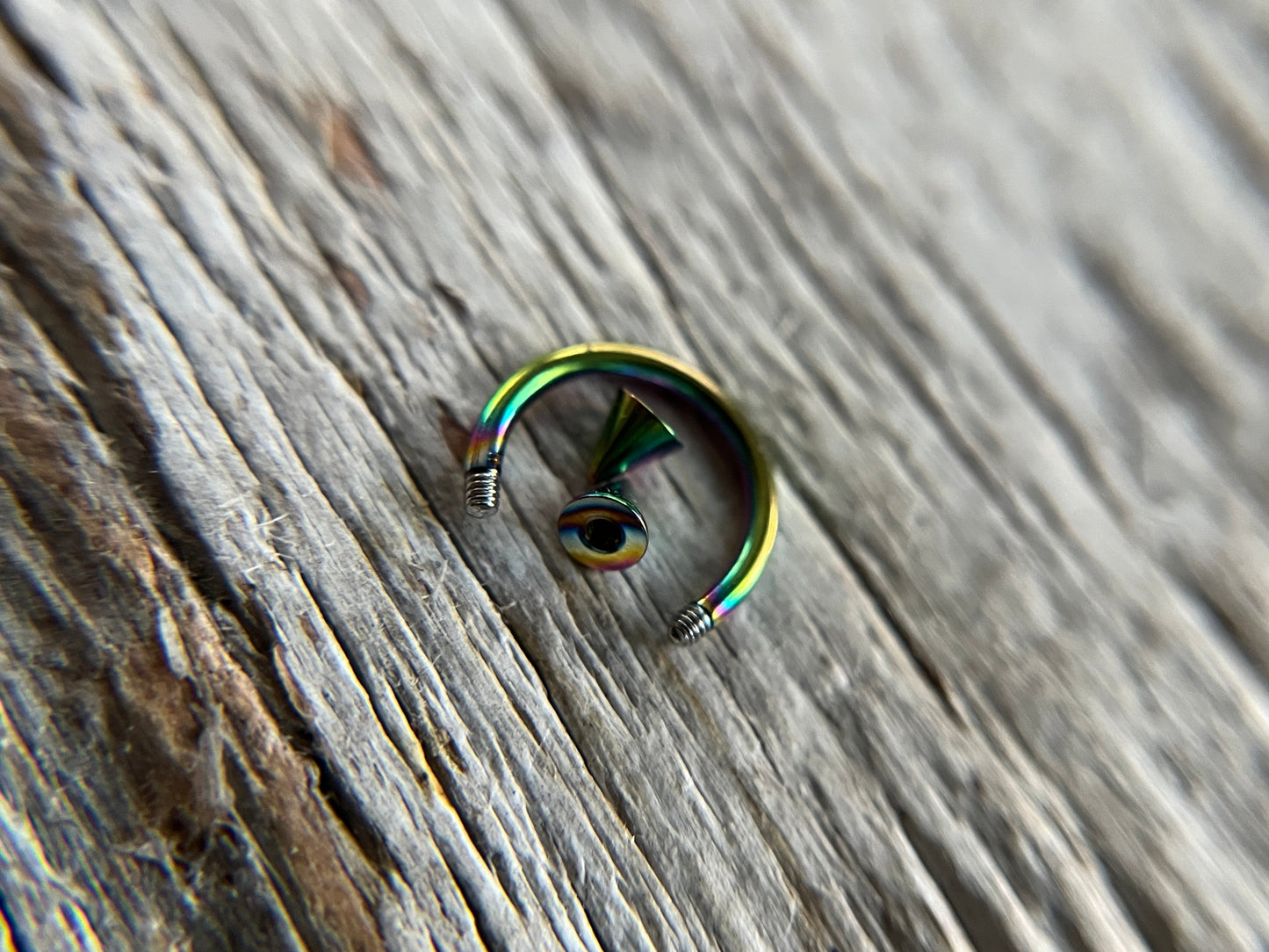 Rainbow Titanium Plated Pick Your Spike Length 16G Horseshoe Ring