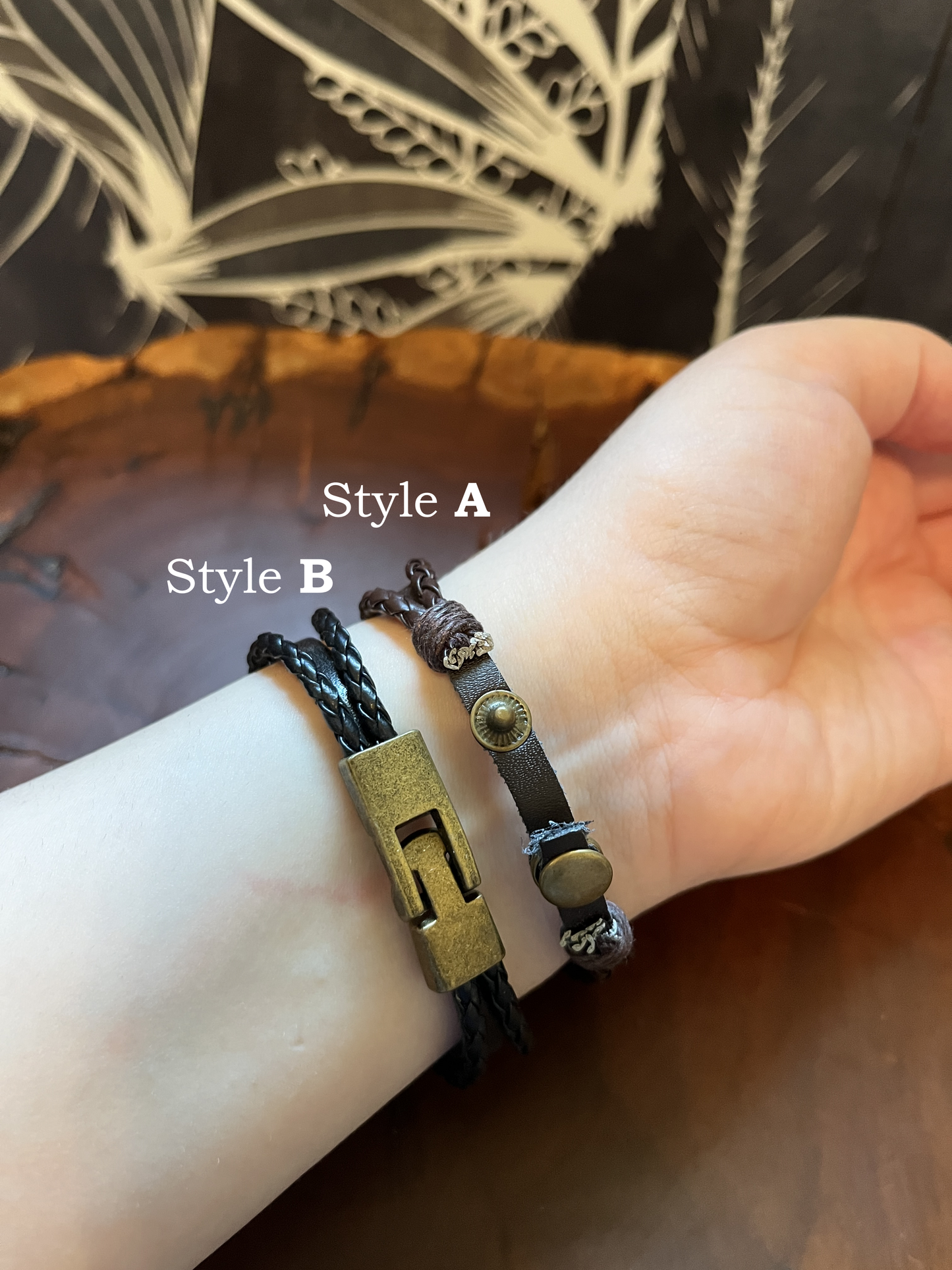 Leather and Brass Adjustable Zodiac Sign Bracelet