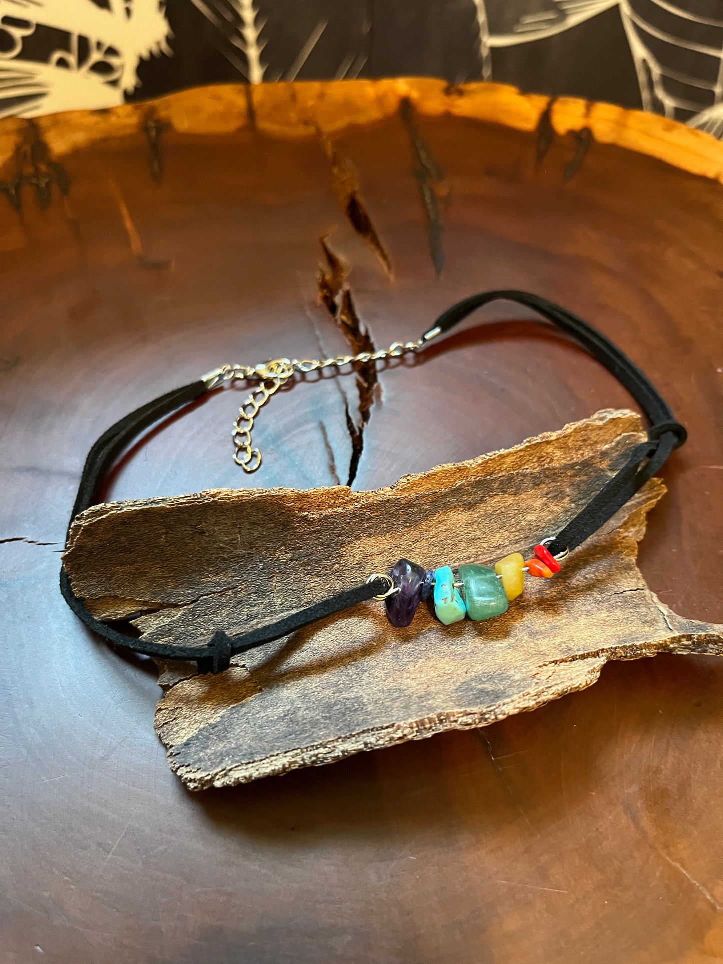 7 Chakras Natural Stone Chip Choker Necklace
