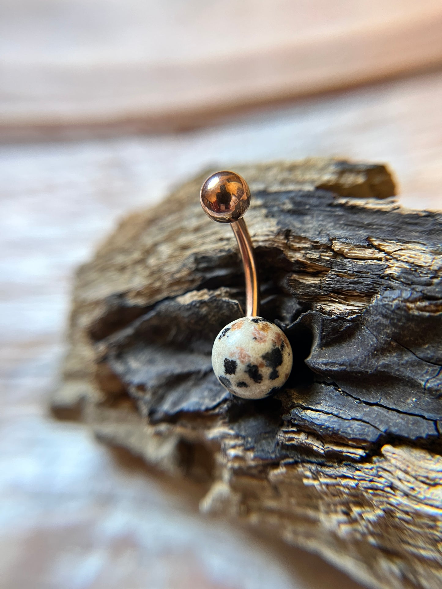 SALE! Dalmatian Jasper Natural Stone 14G Curved Barbell