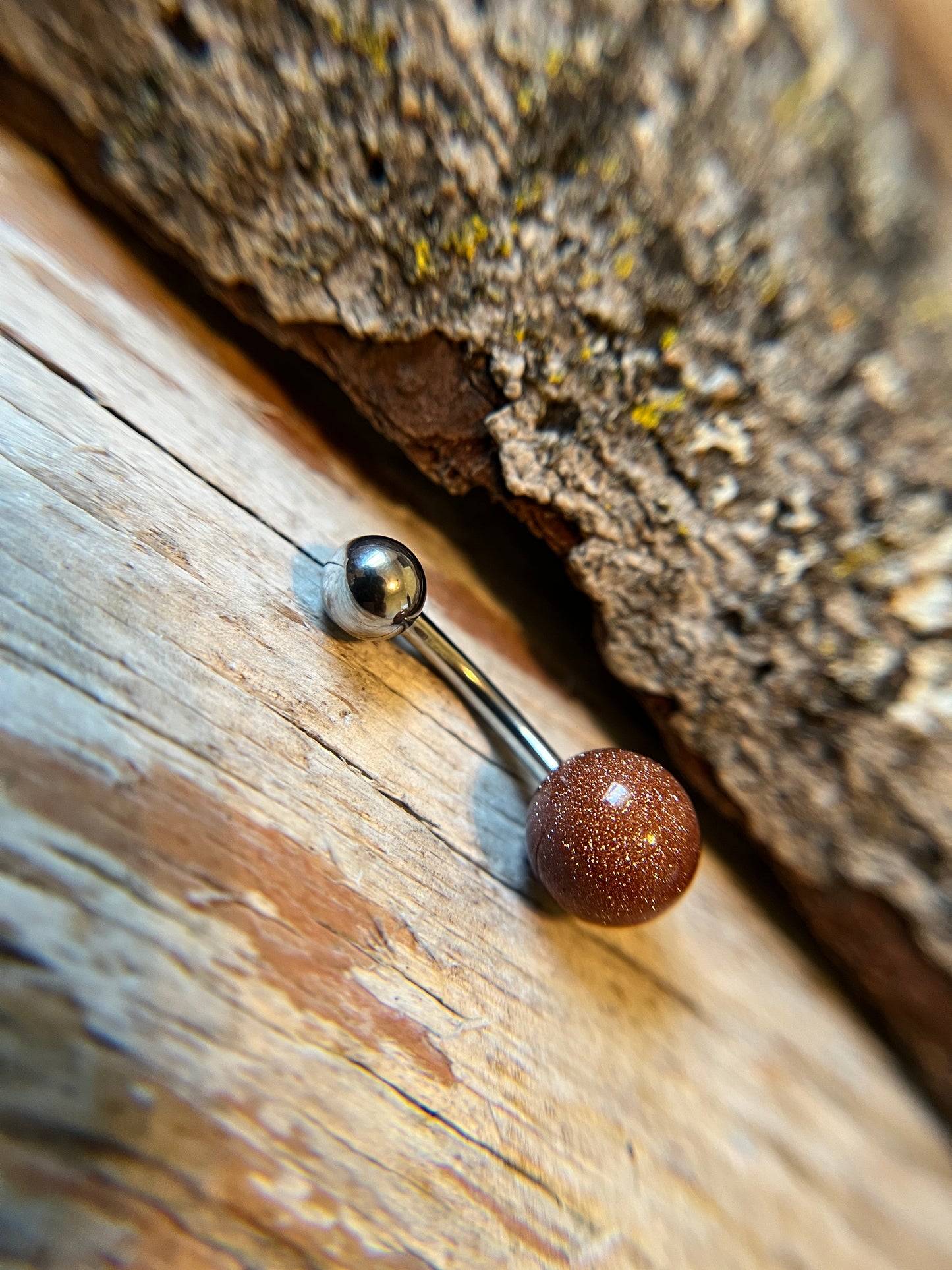 SALE! Orange Goldstone Pick Your Finish Color 14G Curved Barbell