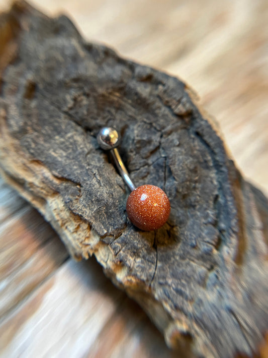 SALE! Orange Goldstone Pick Your Finish Color 14G Curved Barbell