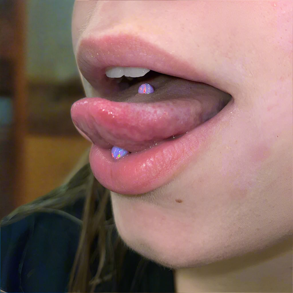 Fire Opal Internally Threaded Implant-Grade Titanium Nipple / Tongue Piercing Barbell