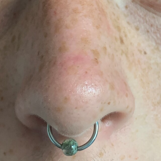 Moss Agate Natural Stone Surgical Steel CBR Ring