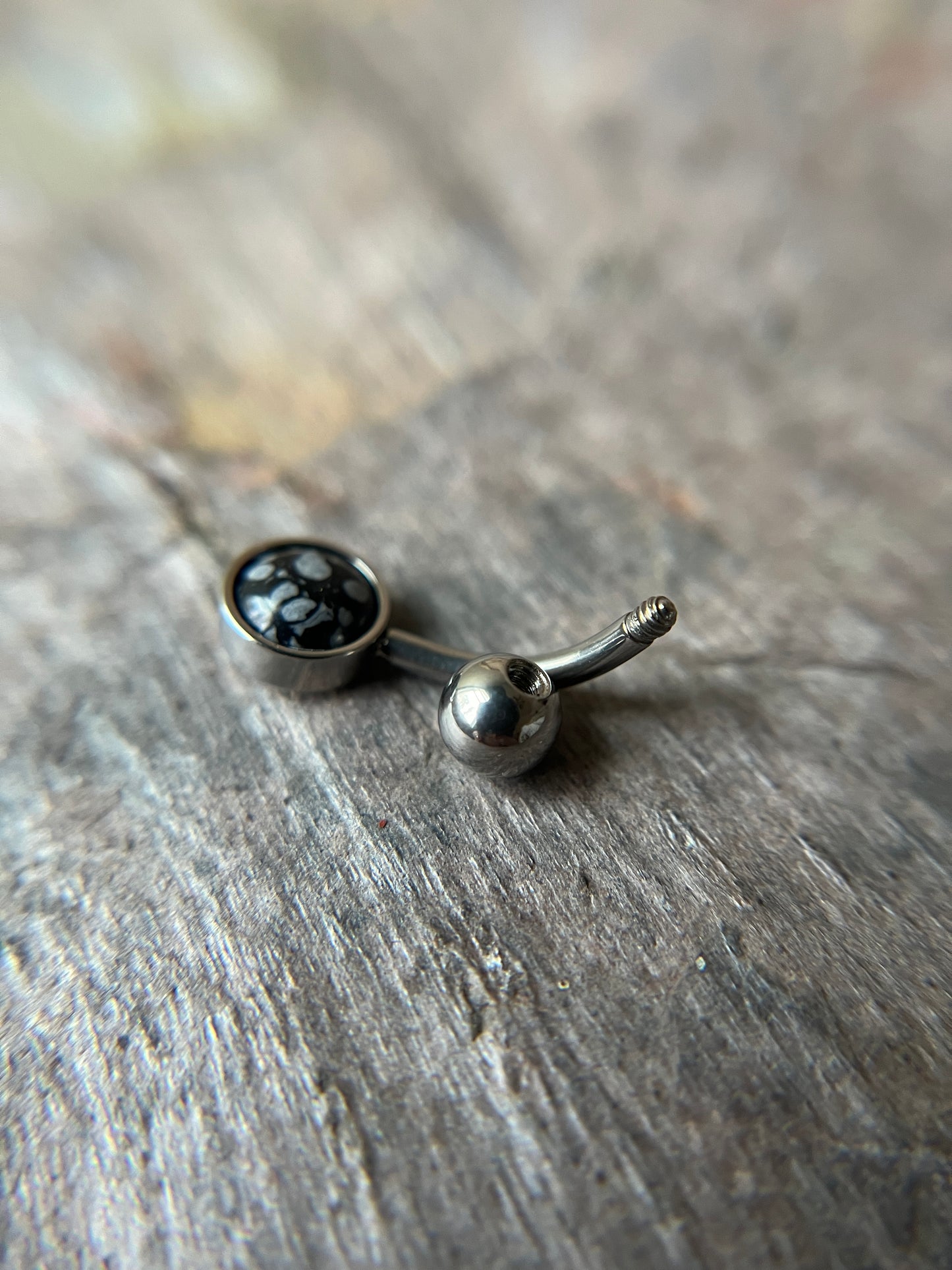 Snowflake Obsidian Natural Volcanic Glass Belly Ring