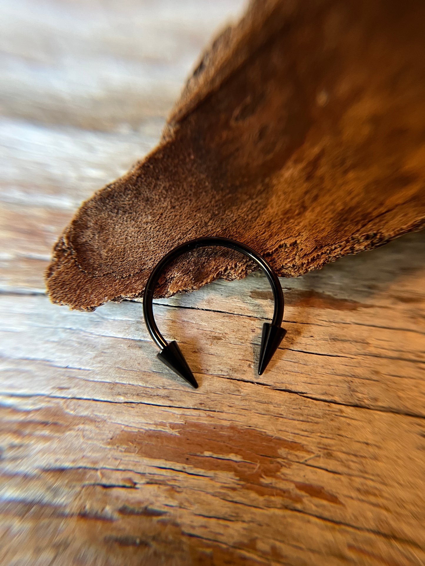 Black Titanium Plated Pick Your Spike Length 16G Horseshoe Ring