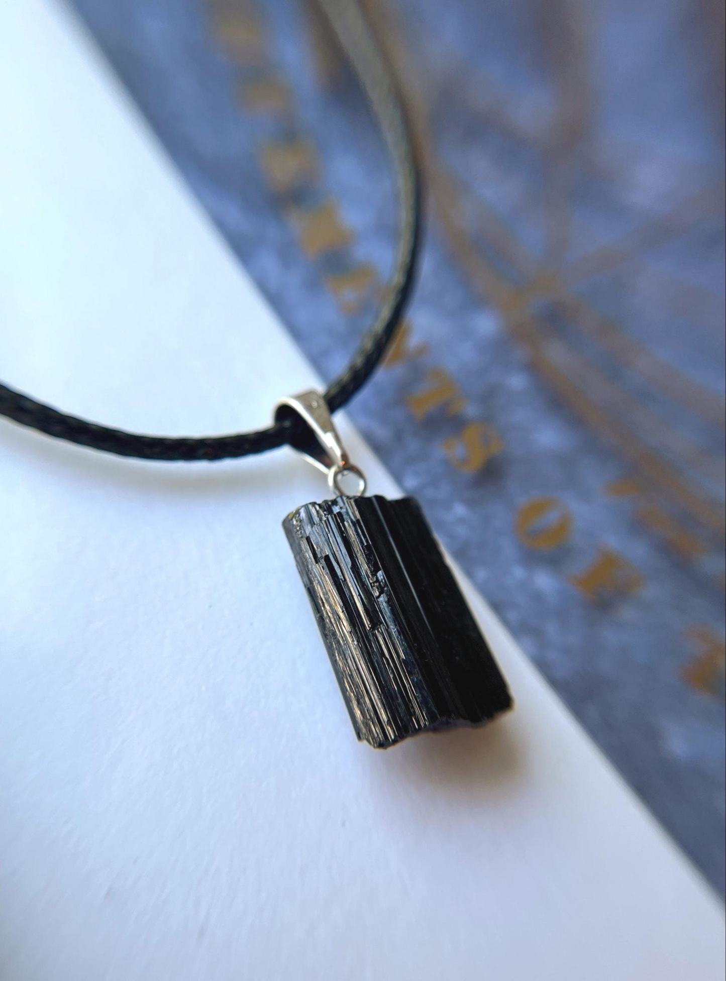 Raw Black Tourmaline Natural Stone Pendant Necklace