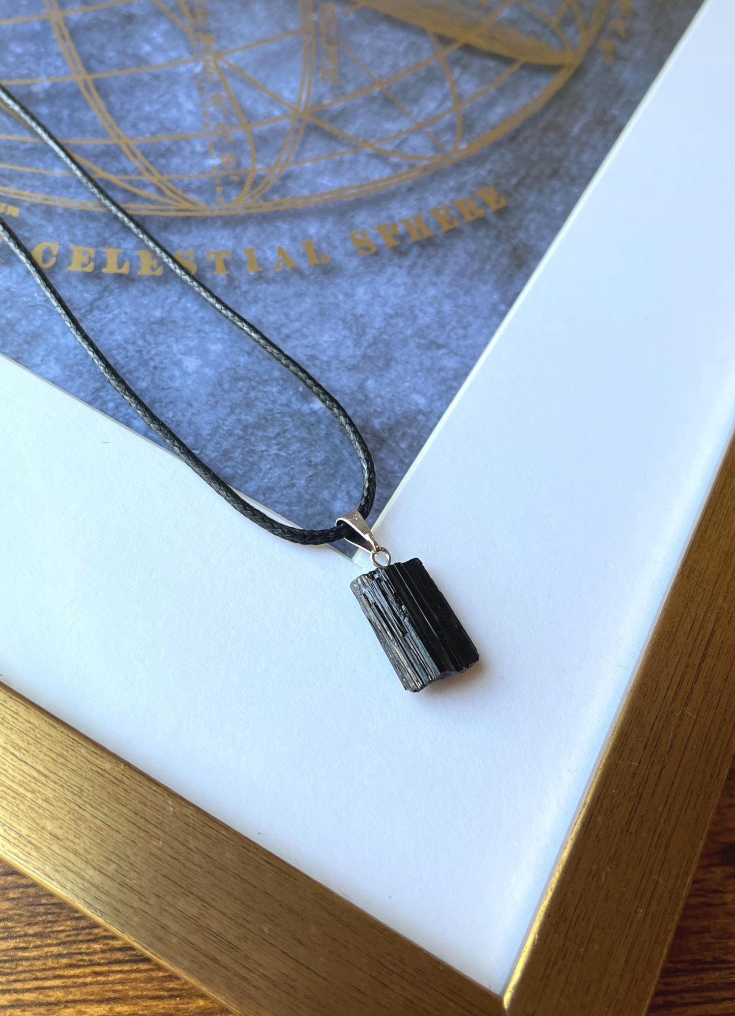 Raw Black Tourmaline Natural Stone Pendant Necklace