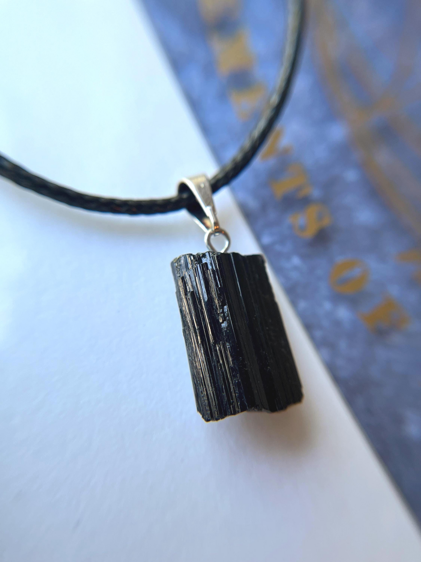 Raw Black Tourmaline Natural Stone Pendant Necklace