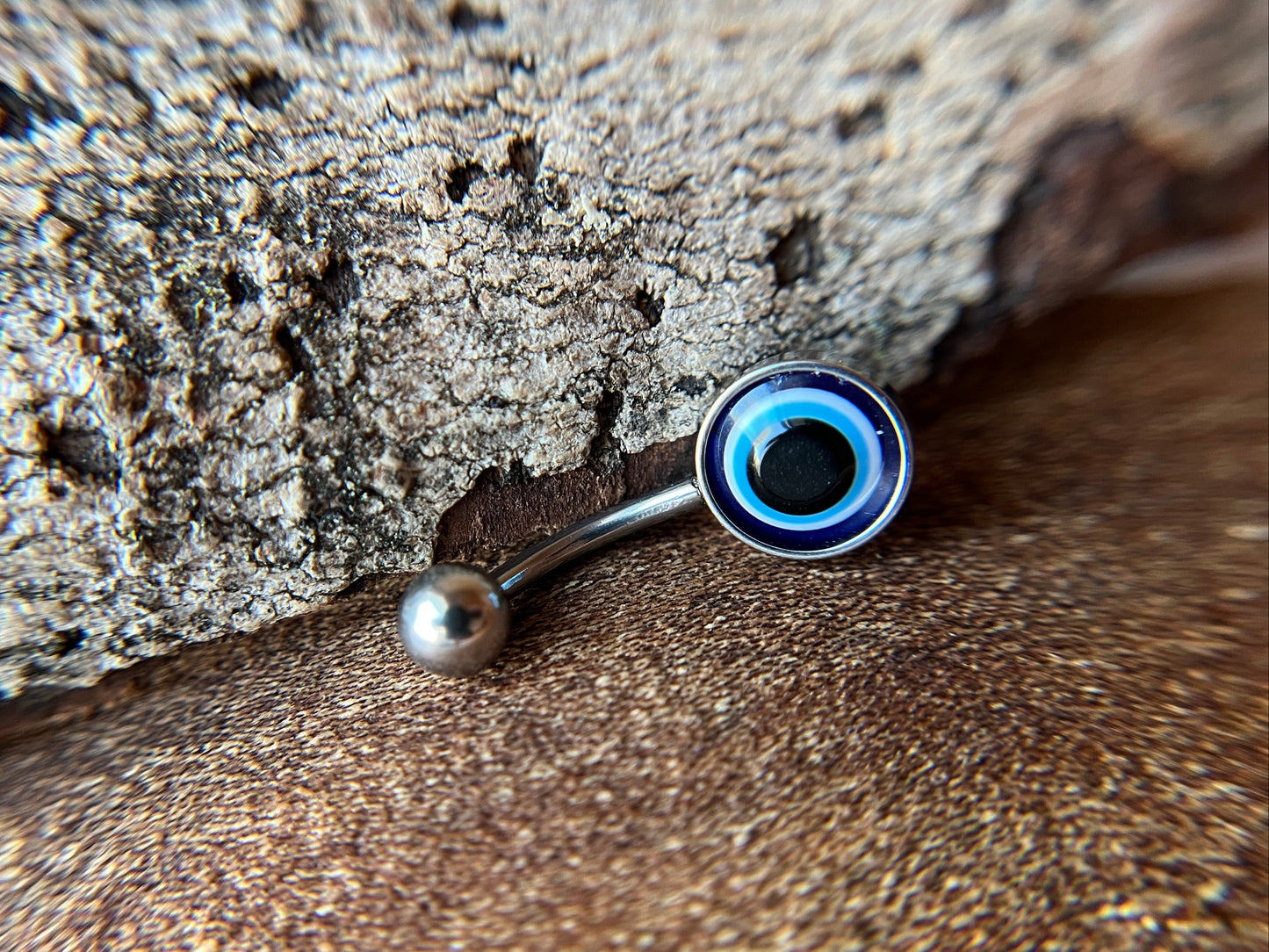 Blue Evil Eye Cabochon Belly Ring