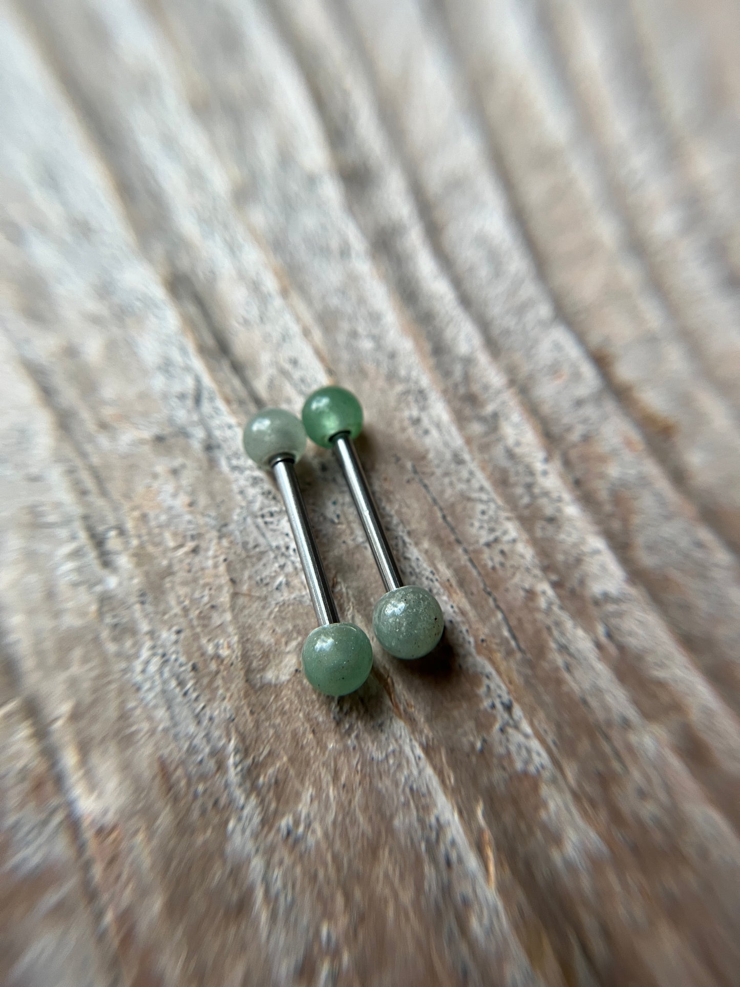 Green Aventurine Natural Stone 316L Surgical Steel Tongue Nipple Barbell