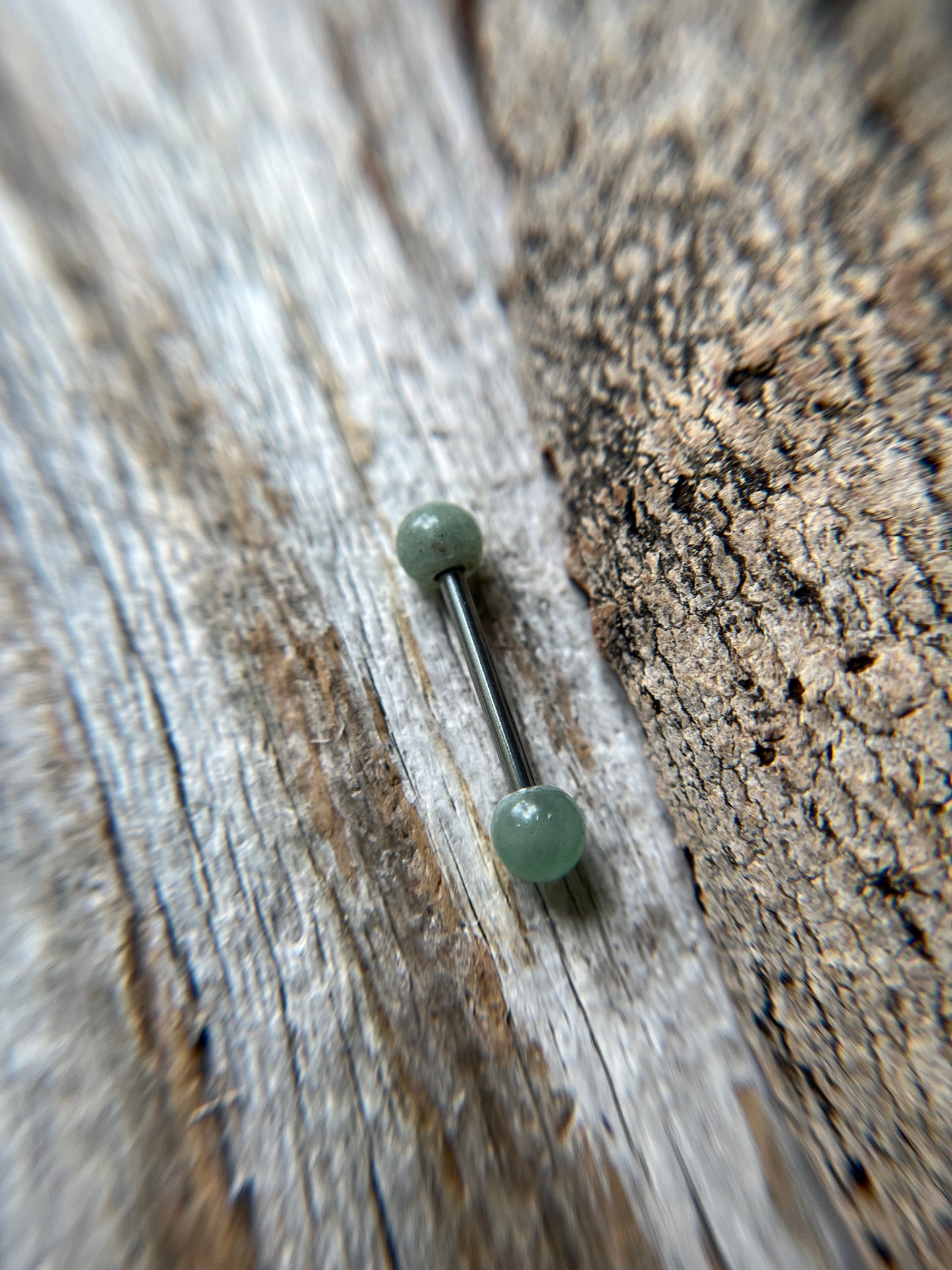 Green Aventurine Natural Stone 316L Surgical Steel Tongue Nipple Barbell