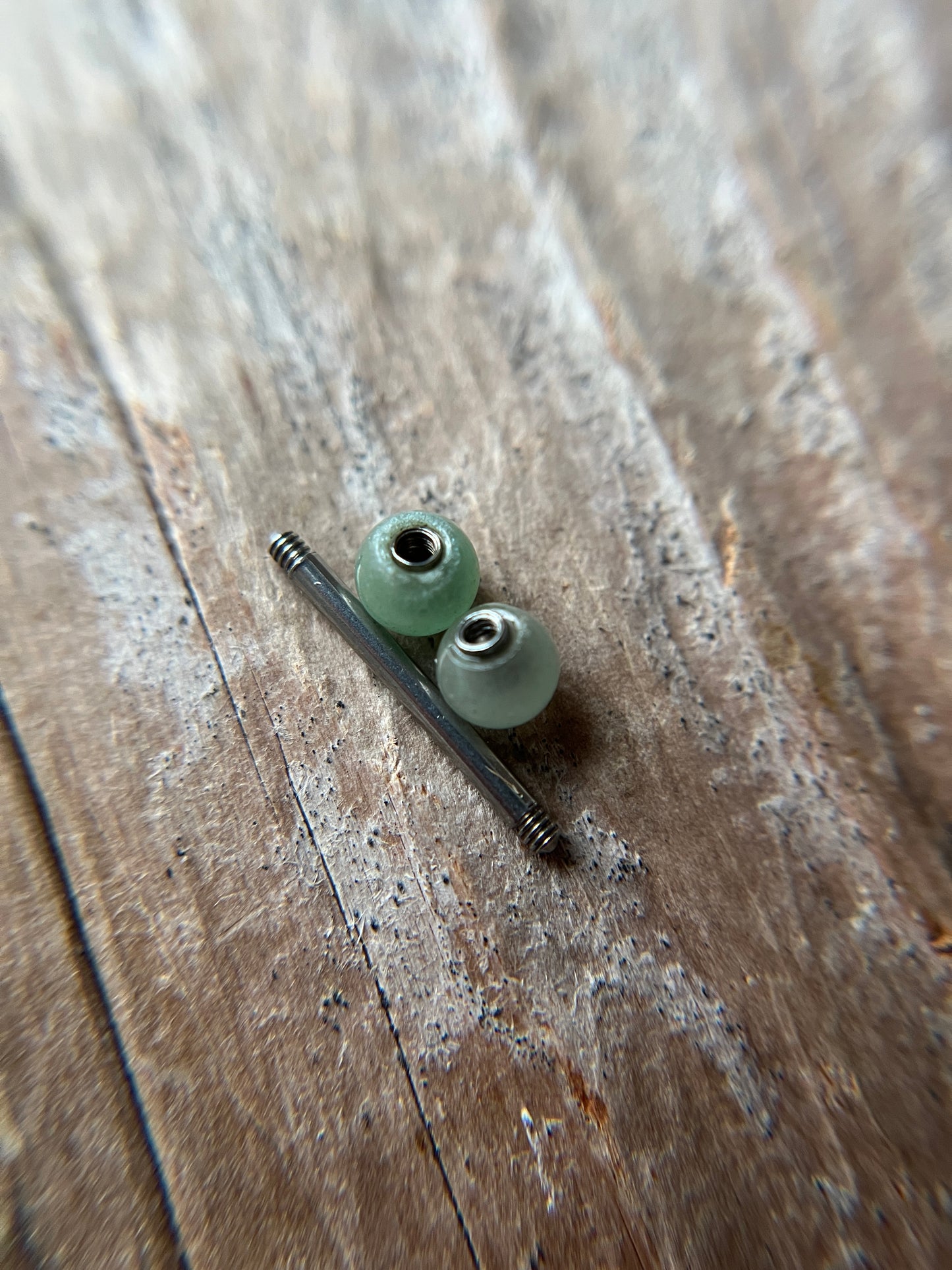 Green Aventurine Natural Stone 316L Surgical Steel Tongue Nipple Barbell
