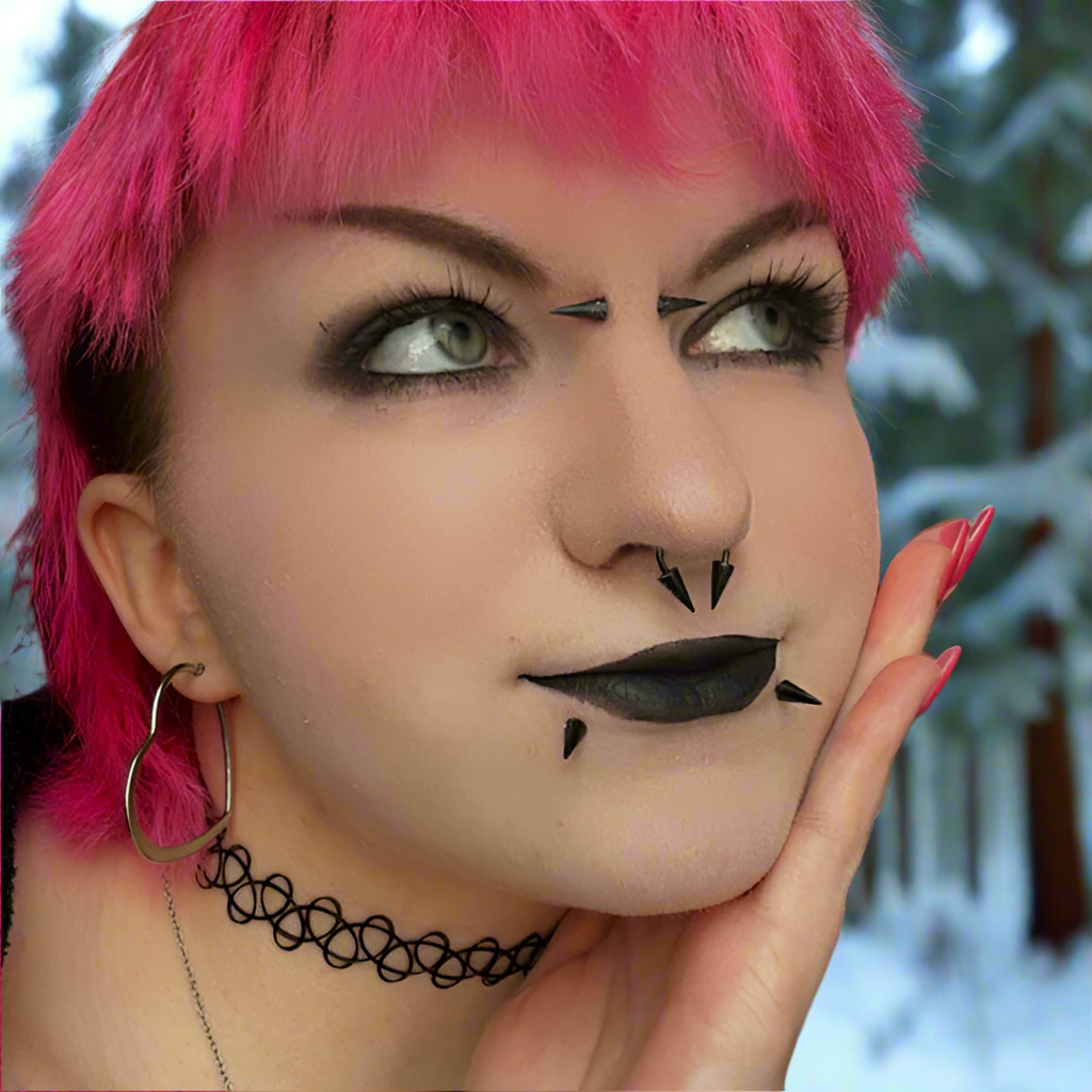 Long Spike Black Titanium IP 16G or 14G Flat Back Labret