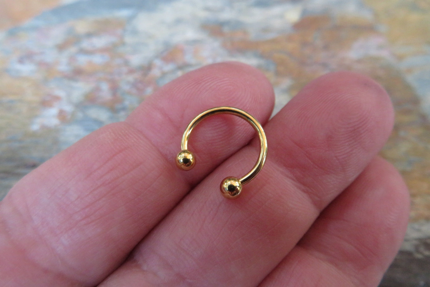 Gold Titanium Ion Plated 16G (1.2mm) Horseshoe Ring Septum Daith Helix Tragus Piercing 316L Surgical Steel Custom Size