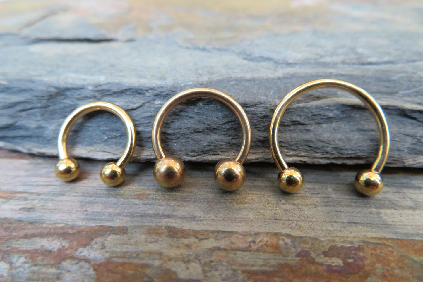 Gold Titanium Ion Plated 16G (1.2mm) Horseshoe Ring Septum Daith Helix Tragus Piercing 316L Surgical Steel Custom Size