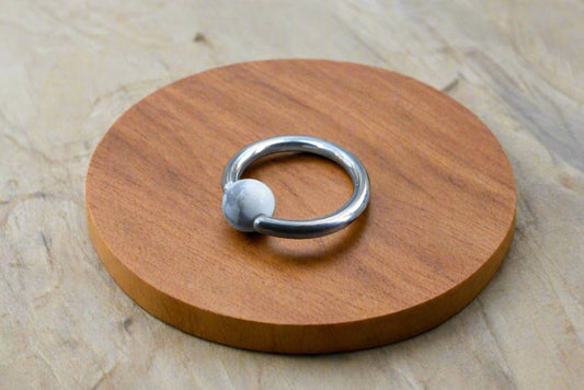 Natural White Howlite Stone Bead Steel CBR Ring Hoop 16G (1.2mm) 14G (1.6mm) Nose Cartilage Septum Lip Piercing 316L Surgical Hypoallergenic