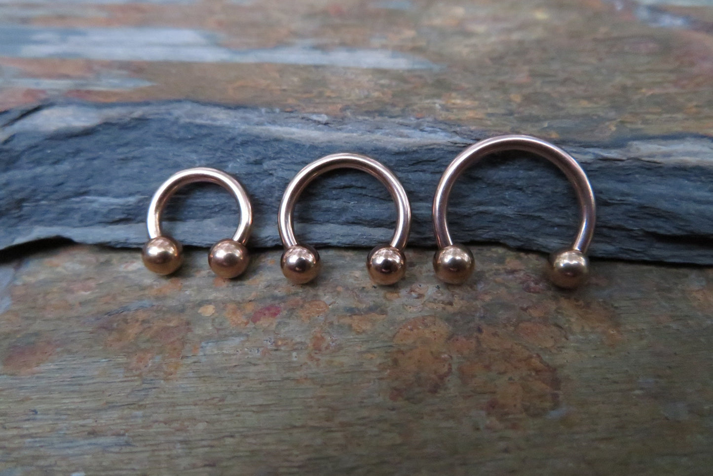 THICK Rose Gold Titanium Ion Plated 14G (1.6mm) Horseshoe Ring Septum Nipple Piercing Barbell 316L Surgical Steel Gauged Up
