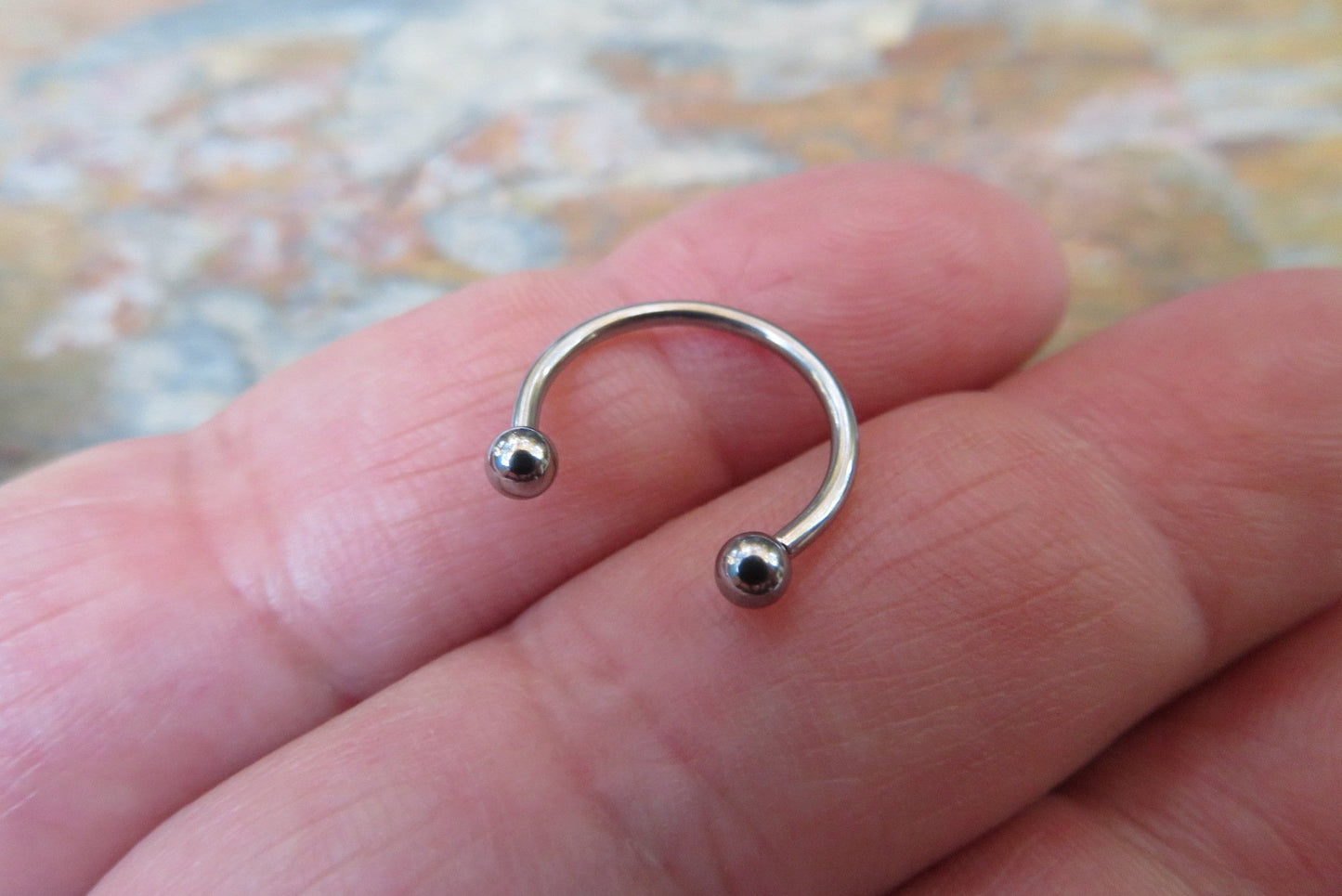 18G (1.0mm) or 16G (1.2mm) Tiny Balls Solid Surgical Steel Petite Horseshoe Ring Septum Piercing Hypoallergenic 316L Steel