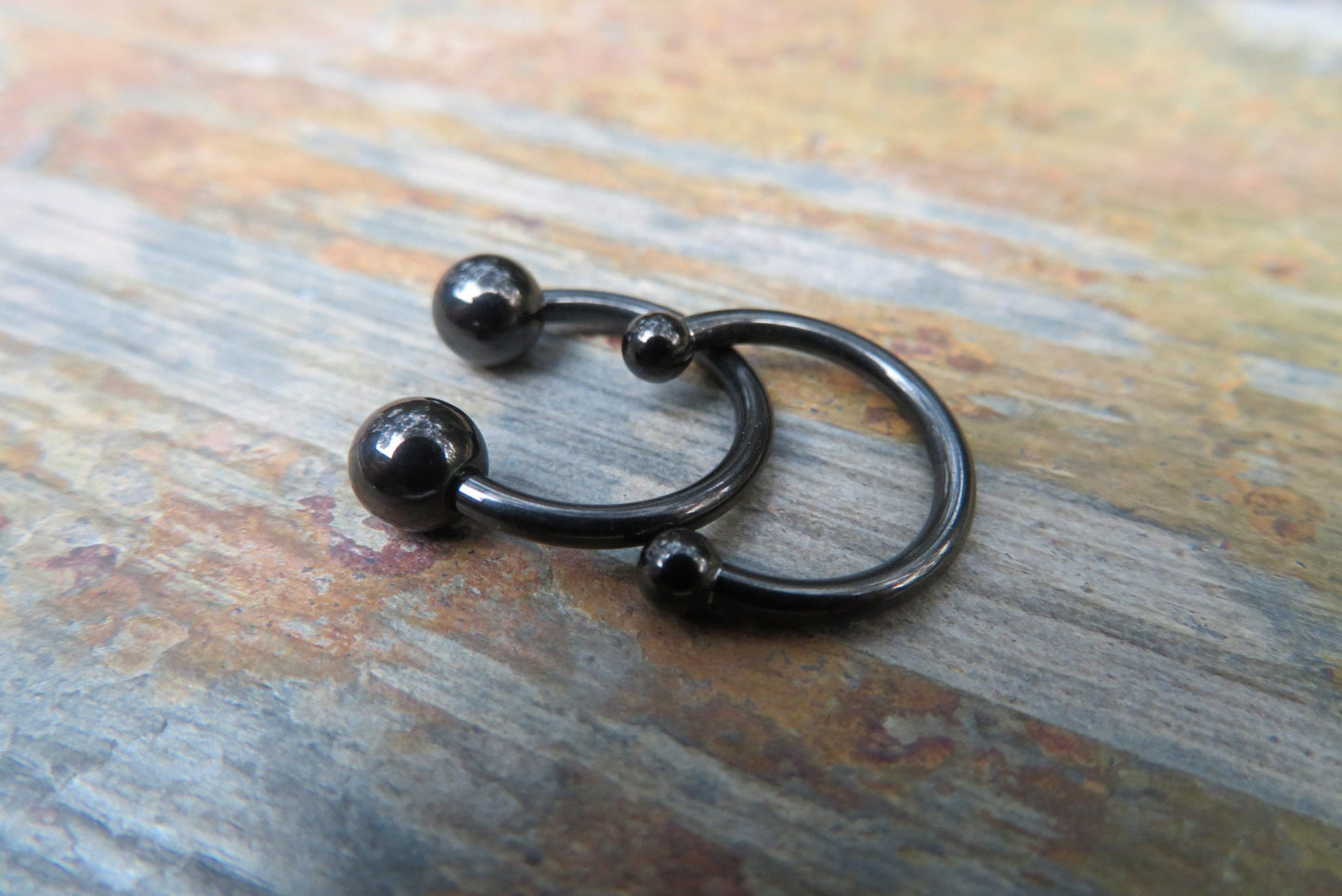 THICK Black Titanium Ion Plated 14G (1.6mm) Horseshoe Ring Septum Nipple Piercing Barbell 316L Surgical Steel Gauged Up