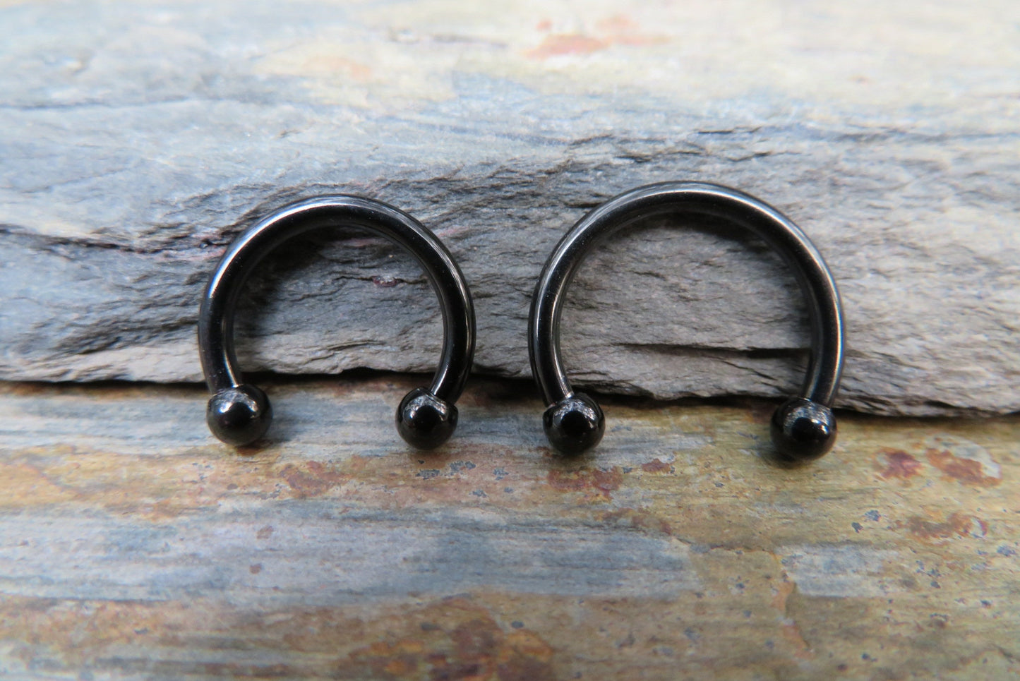 THICK Black Titanium Ion Plated 14G (1.6mm) Horseshoe Ring Septum Nipple Piercing Barbell 316L Surgical Steel Gauged Up