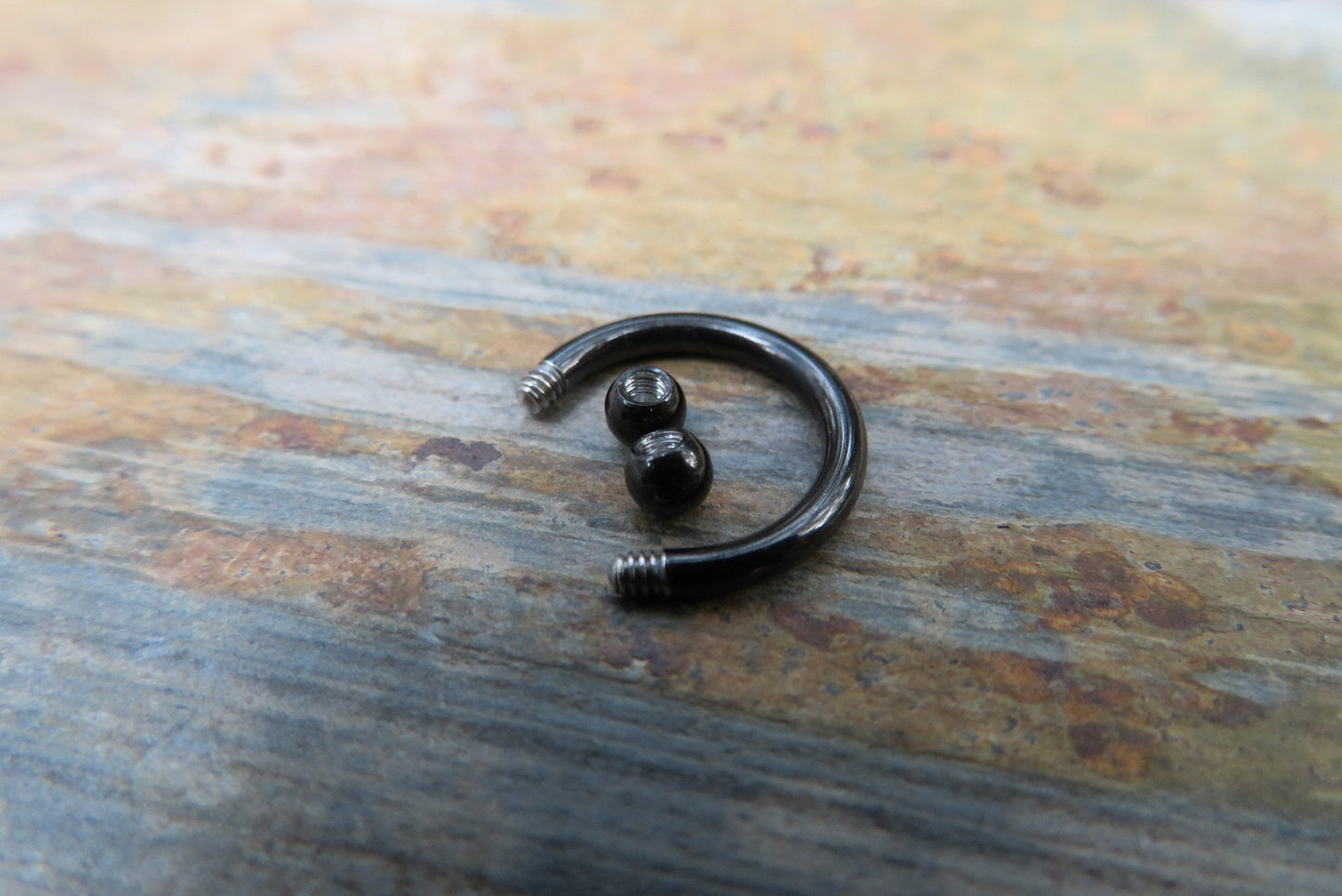 THICK Black Titanium Ion Plated 14G (1.6mm) Horseshoe Ring Septum Nipple Piercing Barbell 316L Surgical Steel Gauged Up