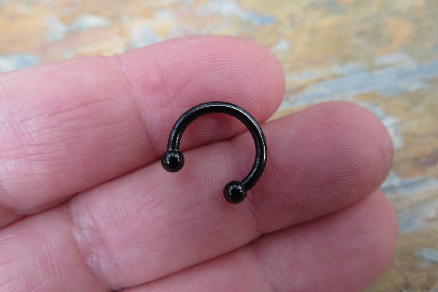 THICK Black Titanium Ion Plated 14G (1.6mm) Horseshoe Ring Septum Nipple Piercing Barbell 316L Surgical Steel Gauged Up