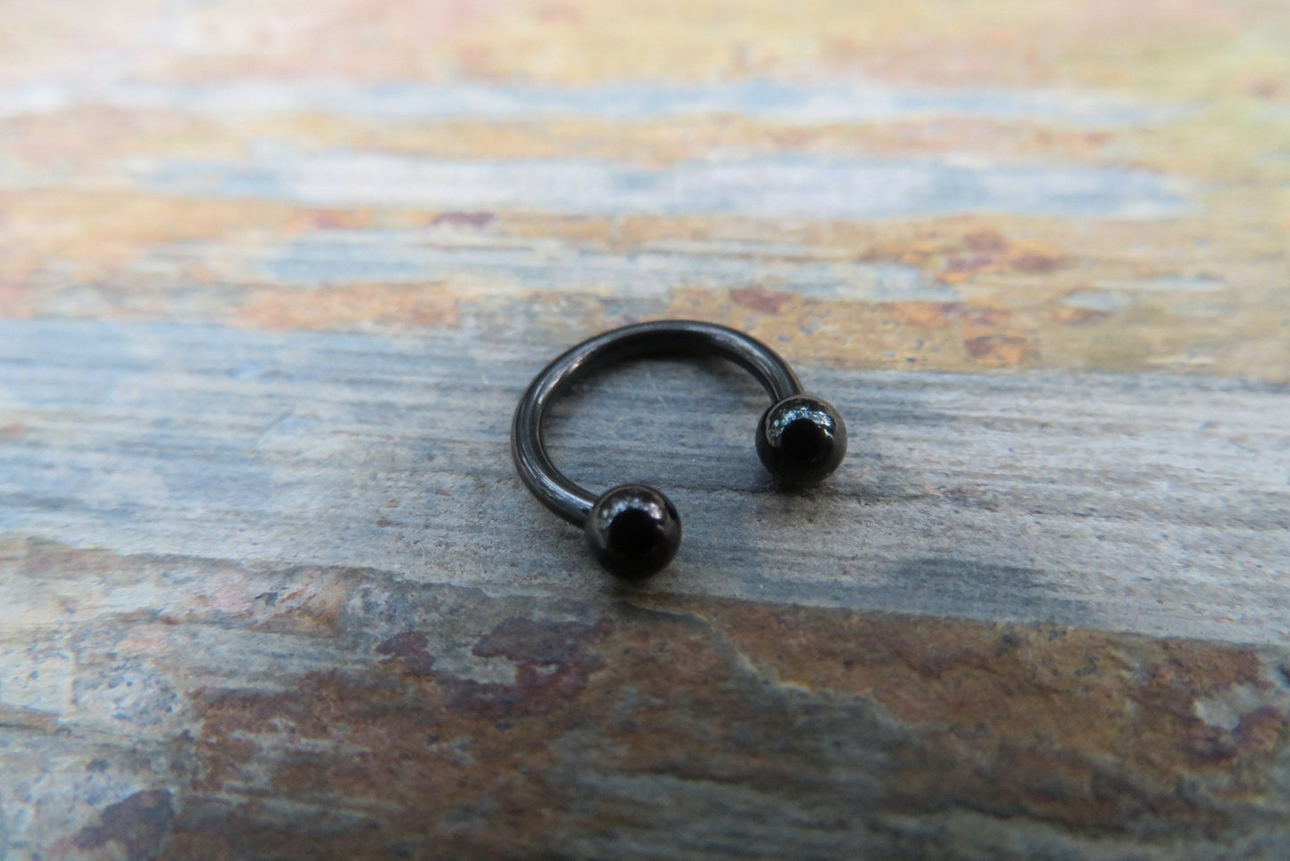 THICK Black Titanium Ion Plated 14G (1.6mm) Horseshoe Ring Septum Nipple Piercing Barbell 316L Surgical Steel Gauged Up