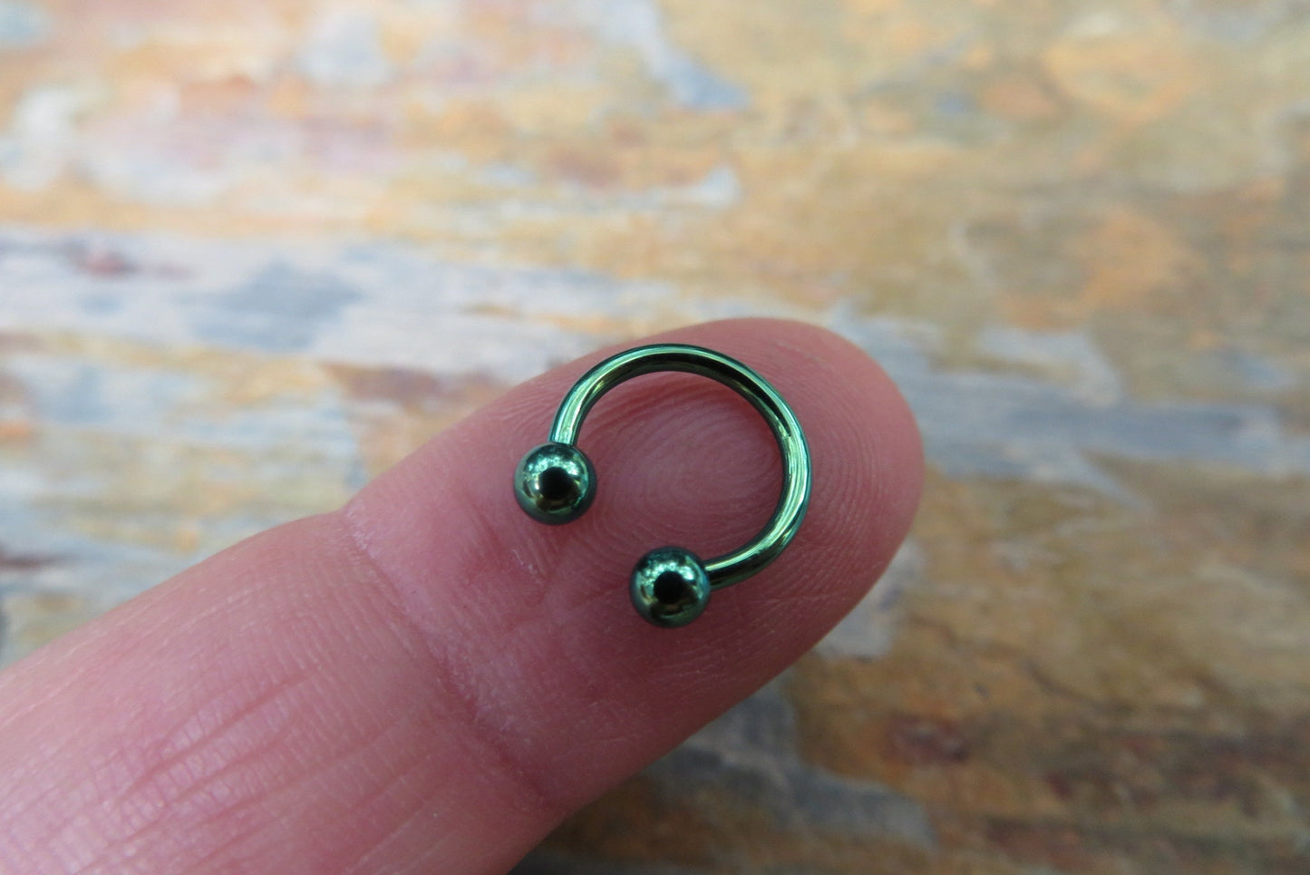 Green Titanium Ion Plated 16G (1.2mm) Horseshoe Ring Septum Piercing 316L Surgical Steel