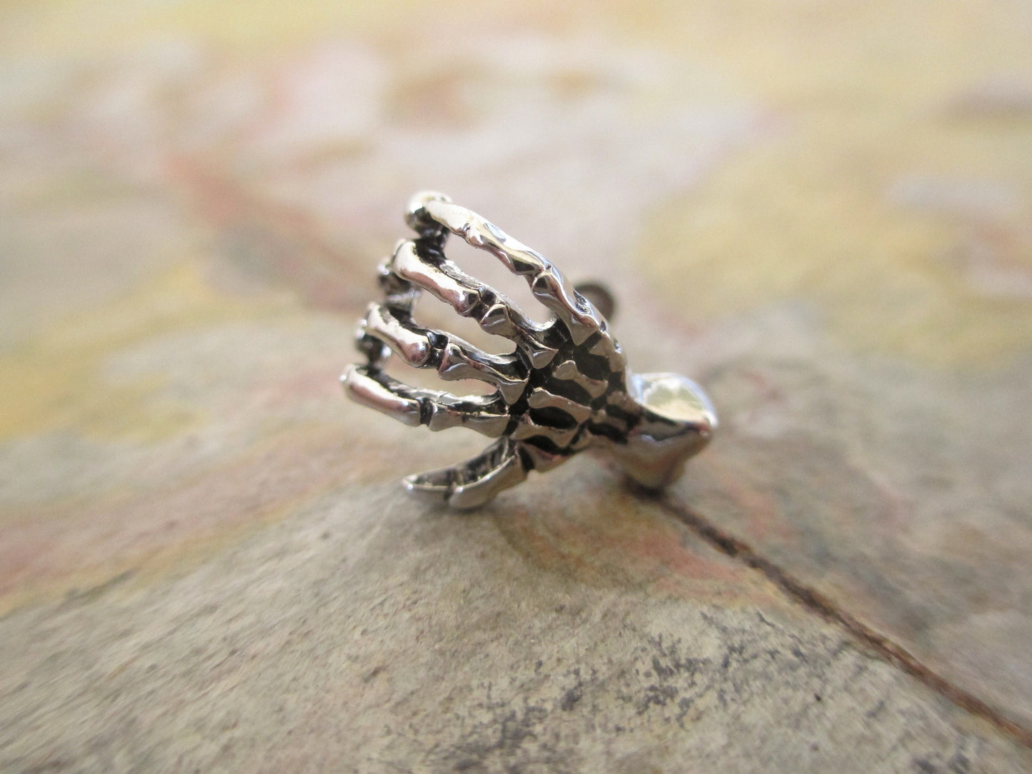 Zombie Skeleton Hand 16G Cartilage Tragus Lip Labret Monroe Piercing Silver 16G (1.2mm)