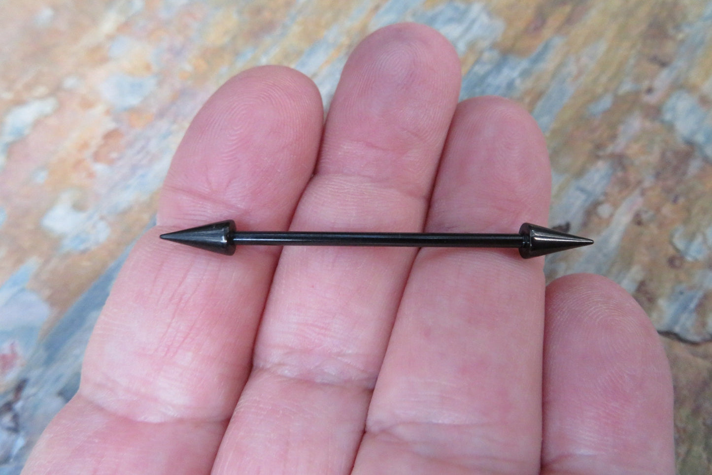 Black Titanium Ion Plated Spikes Industrial Scaffold Bar Barbells 14G (1.6mm) Piercing Piercings Barbell Spiked