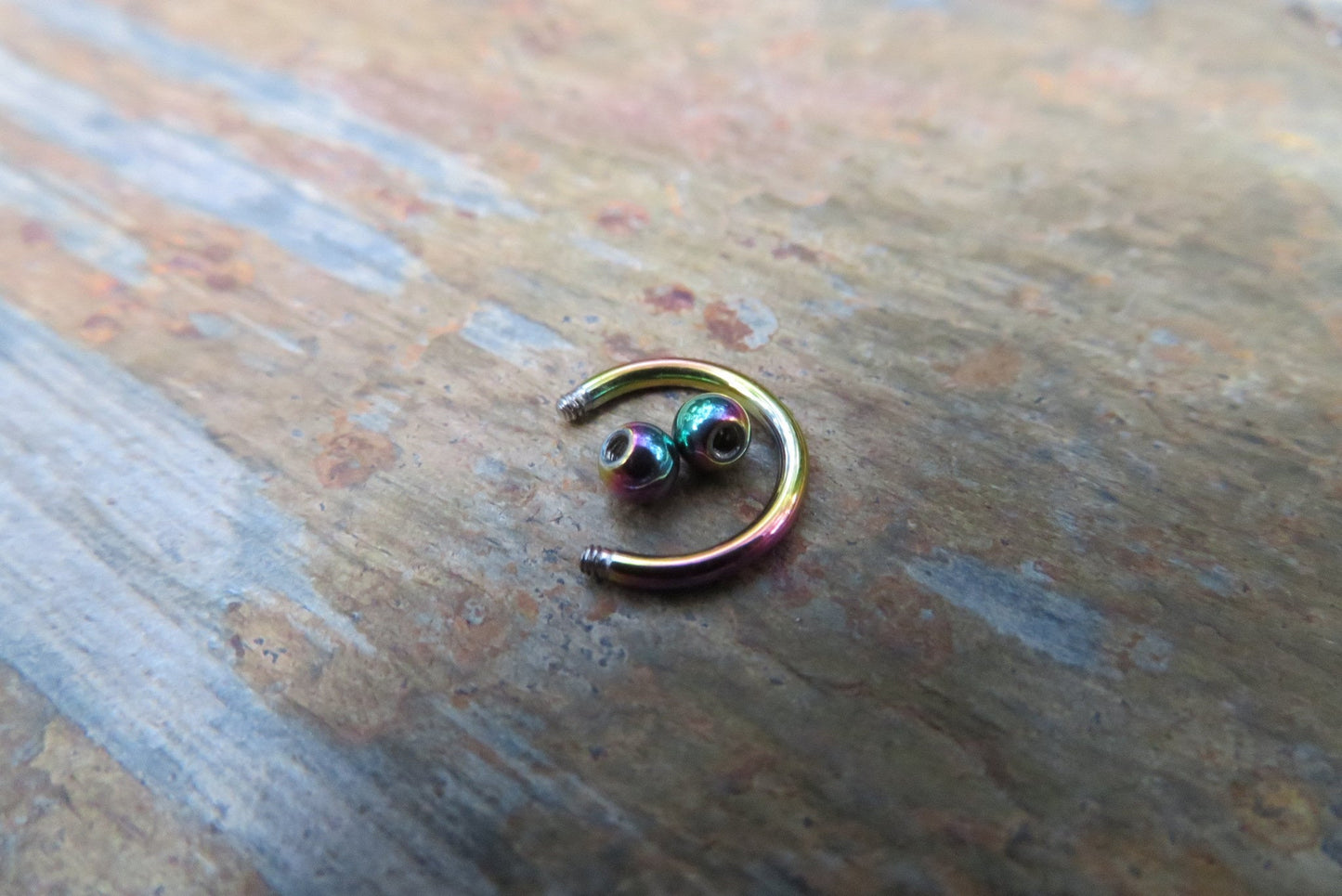 Rainbow Titanium Ion Plated 16G (1.2mm) Horseshoe Ring Septum Piercing 316L Surgical Steel