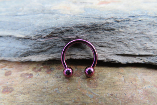 Purple Titanium Ion Plated 16G (1.2mm) Horseshoe Nose Ring Septum Piercing 316L Surgical Steel