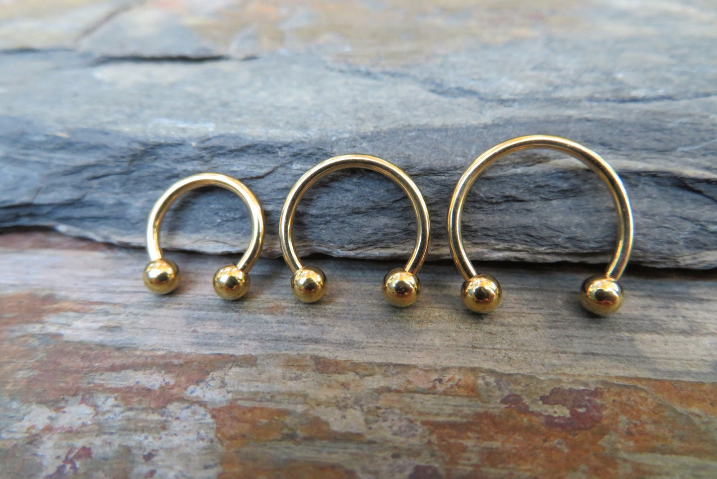 Gold Titanium Ion Plated 16G (1.2mm) Horseshoe Ring Septum Daith Helix Tragus Piercing 316L Surgical Steel Custom Size