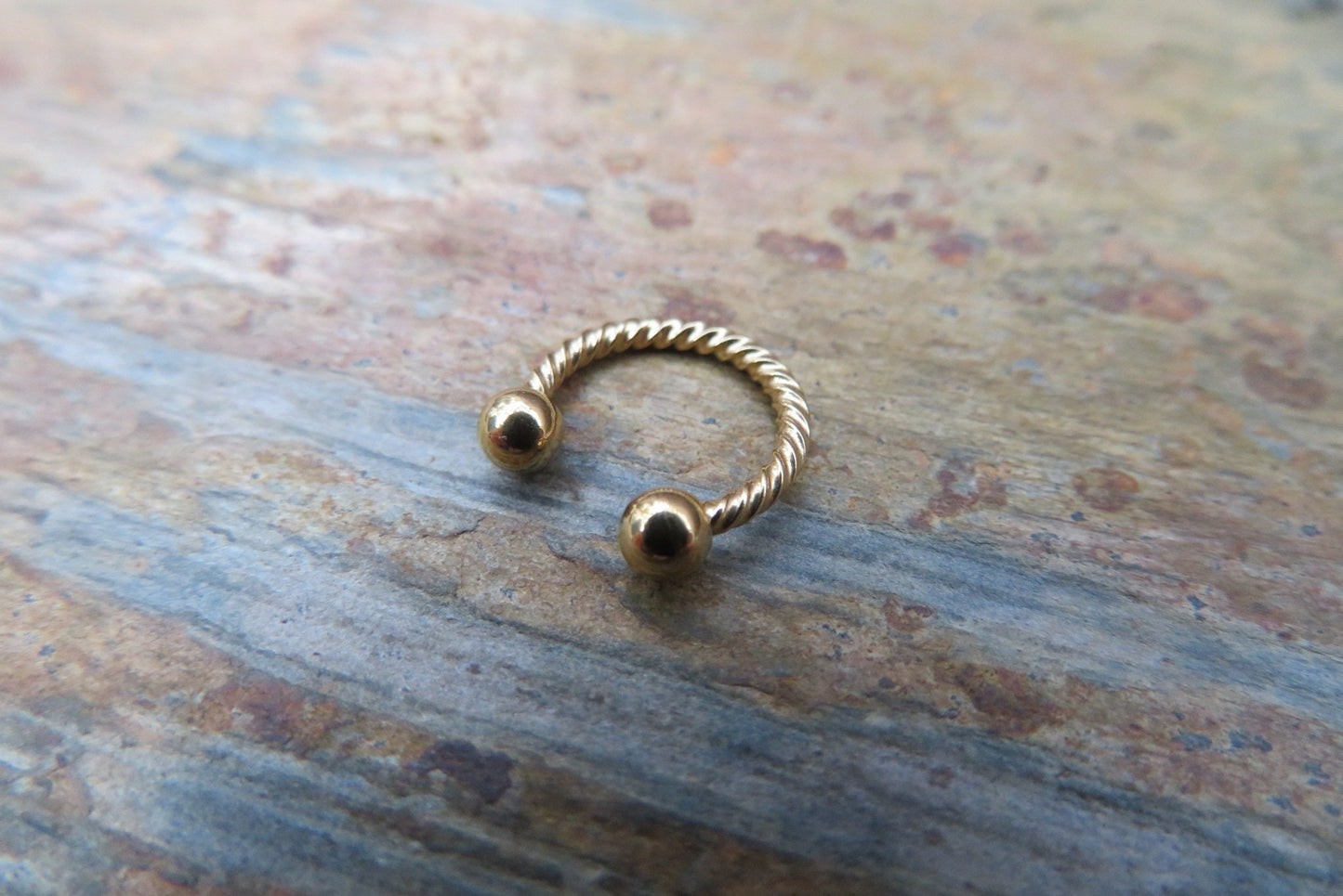 Gold Titanium Ion Plated Twisted 16G (1.2mm) Horseshoe Ring Septum Piercing 316L Surgical Steel