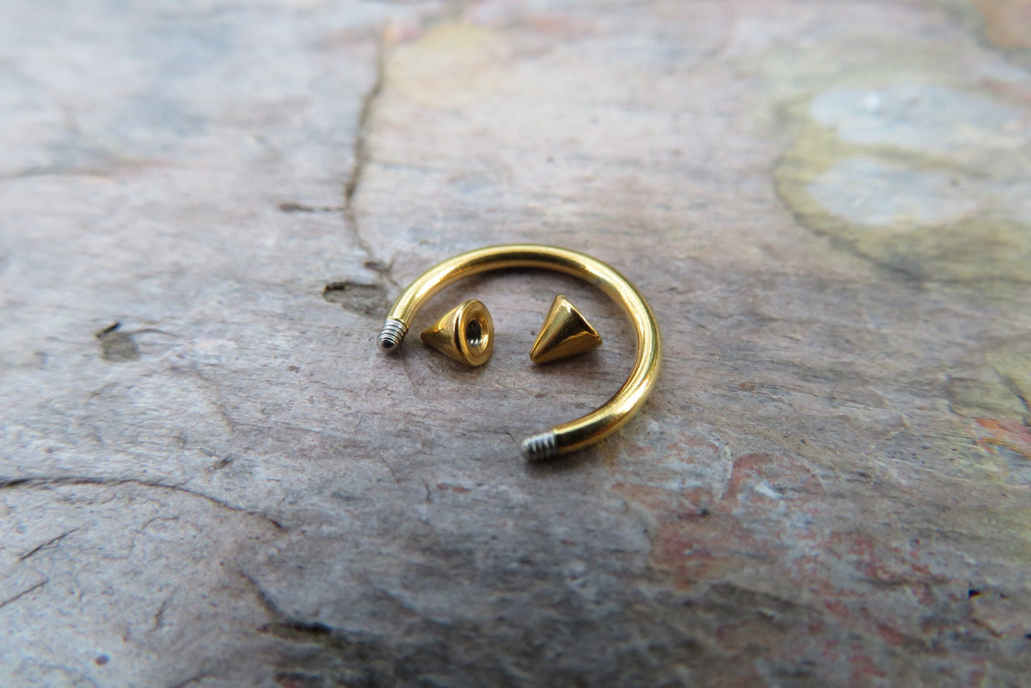 Gold Titanium Ion Plated Spiked 16G (1.2mm) Horseshoe Ring