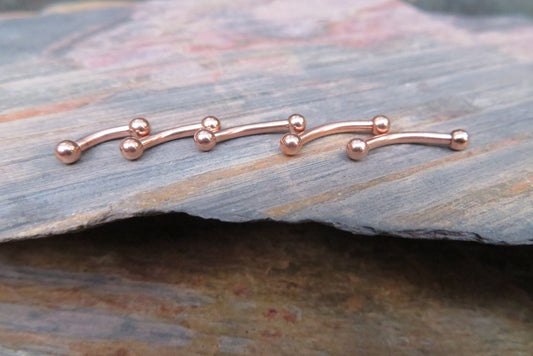 Rose Gold Titanium Ion Plated Tiny Balls Petite Custom Length 14G (1.6mm) Barbell Curve Belly Nipple Tongue Piercing Surgical Steel Base