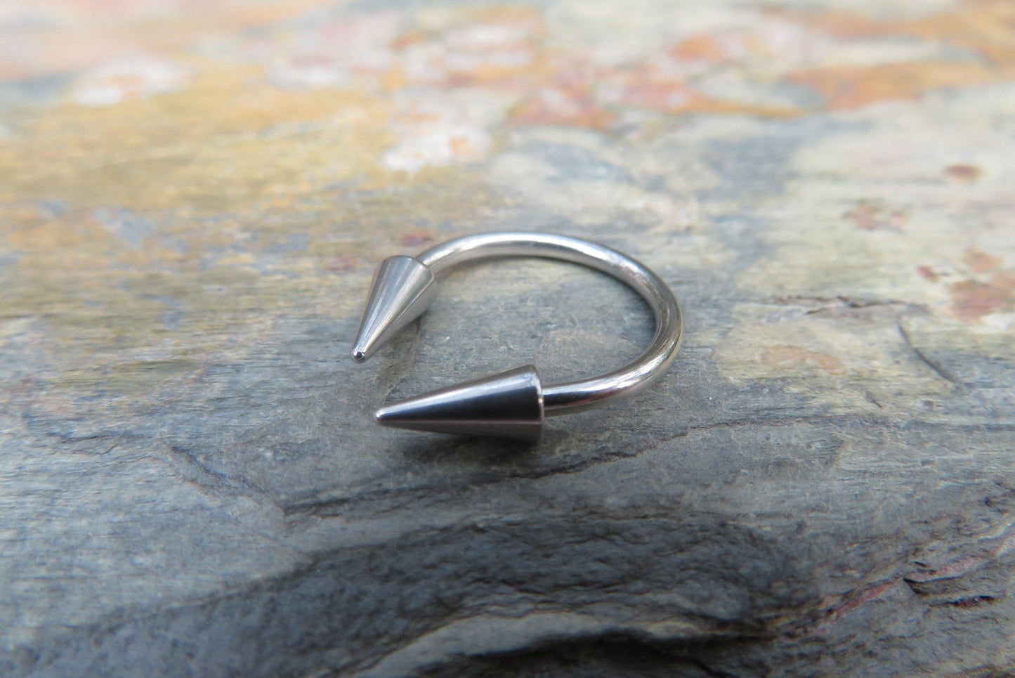 Surgical Steel Long Spikes 16G (1.2mm) or 14G (1.6mm) Hypoallergenic Horseshoe Ring Septum Piercing Hypoallergenic 316L Steel Spiked