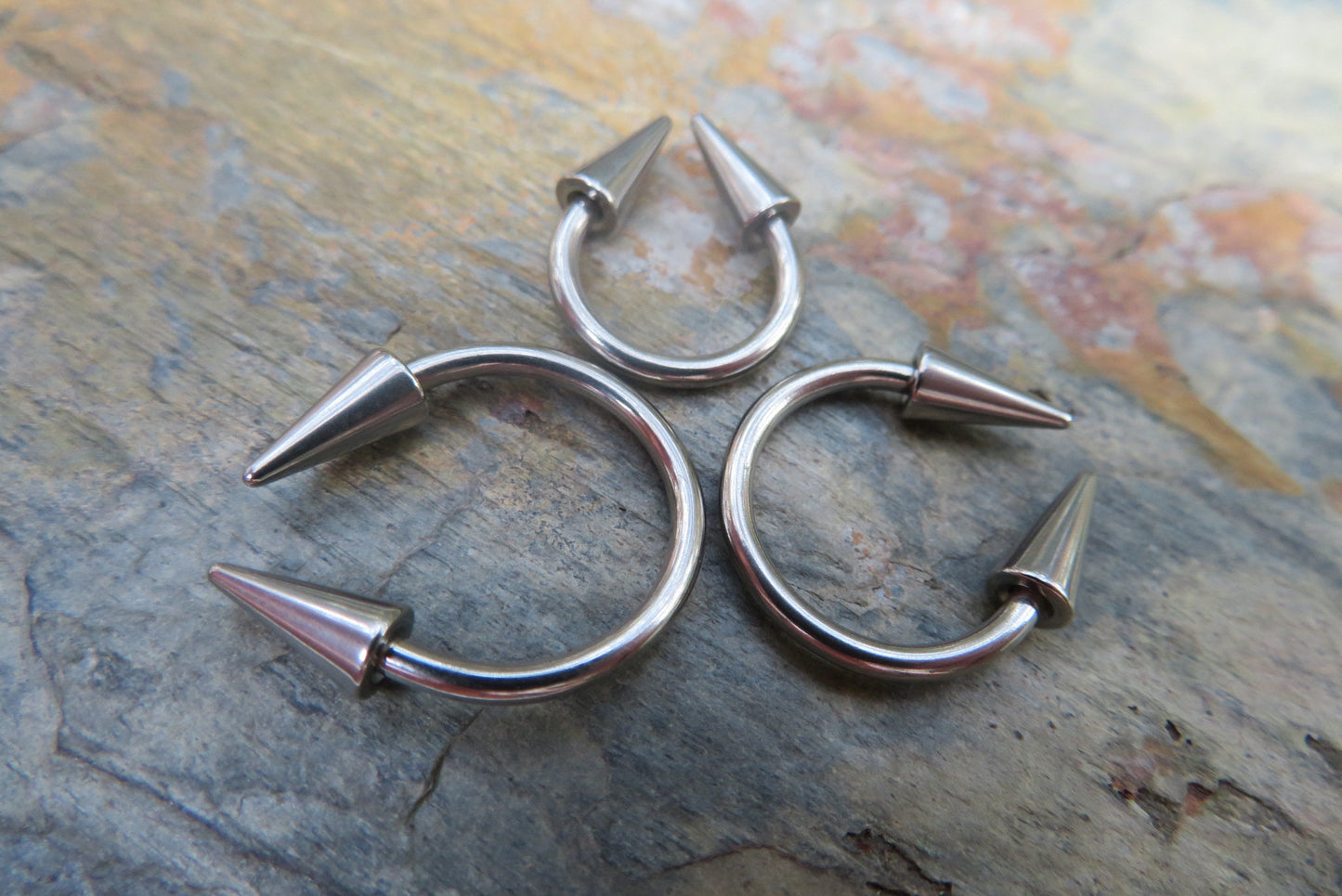 Surgical Steel Long Spikes 16G (1.2mm) or 14G (1.6mm) Hypoallergenic Horseshoe Ring Septum Piercing Hypoallergenic 316L Steel Spiked