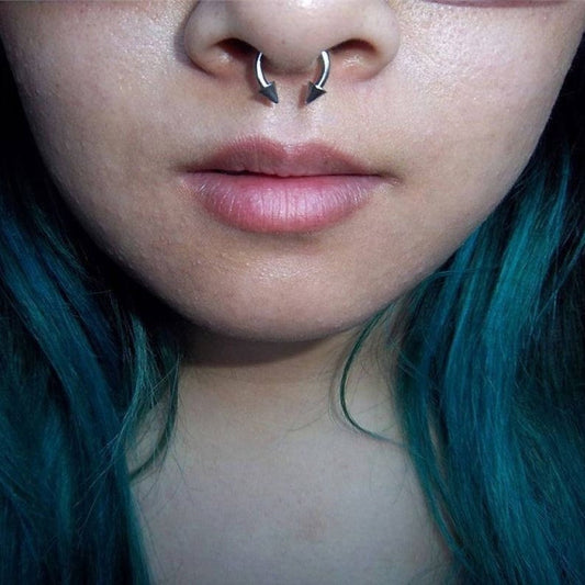 THICK Surgical Steel 14G (1.6mm) Spiked Horseshoe Ring Septum Nipple Piercing Barbell 316L Steel Spikes Gauged Up