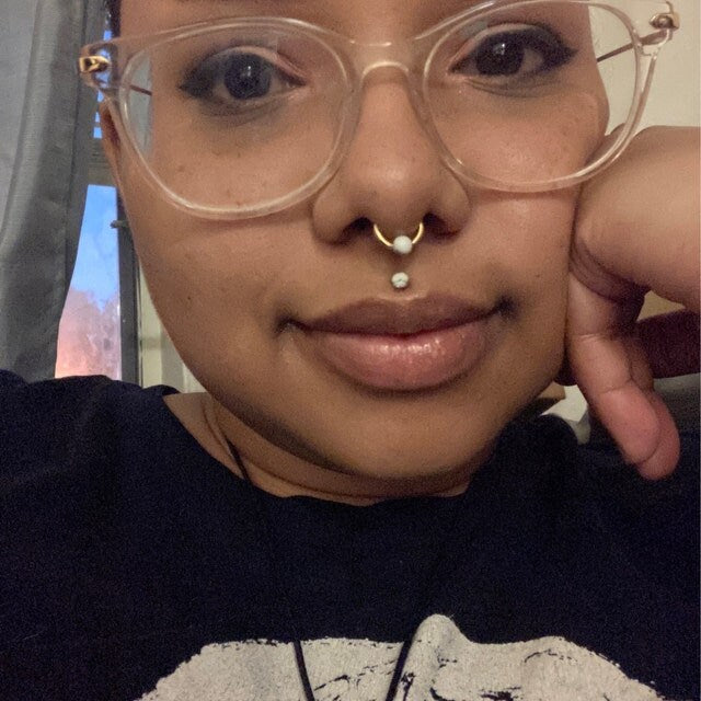 Natural White Howlite Stone Bead Gold Titanium Plated CBR Ring Hoop 16G (1.2mm) 14G (1.6mm) Nose Cartilage Septum Piercing 316L Steel