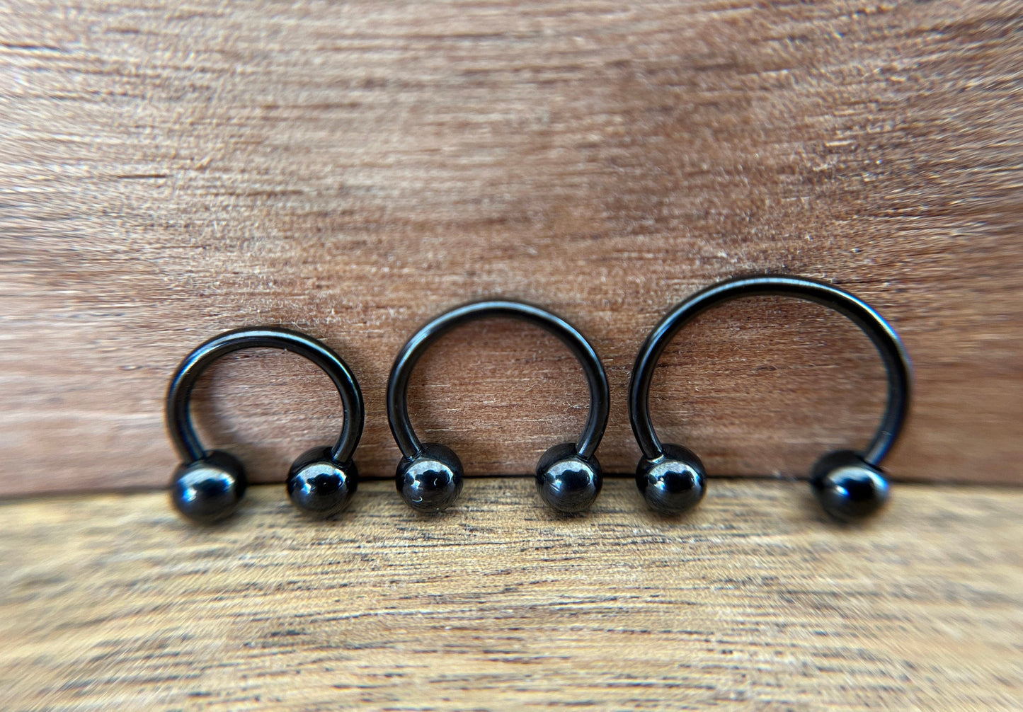 Tiny Balls Black Titanium Ion Plated 16G (1.2mm) Horseshoe Ring Septum Piercing 316L Surgical Steel