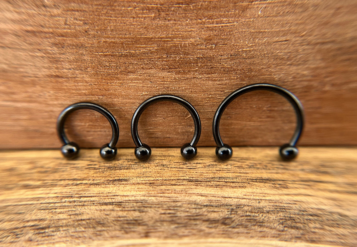 Tiny Balls Black Titanium Ion Plated 16G (1.2mm) Horseshoe Ring Septum Piercing 316L Surgical Steel
